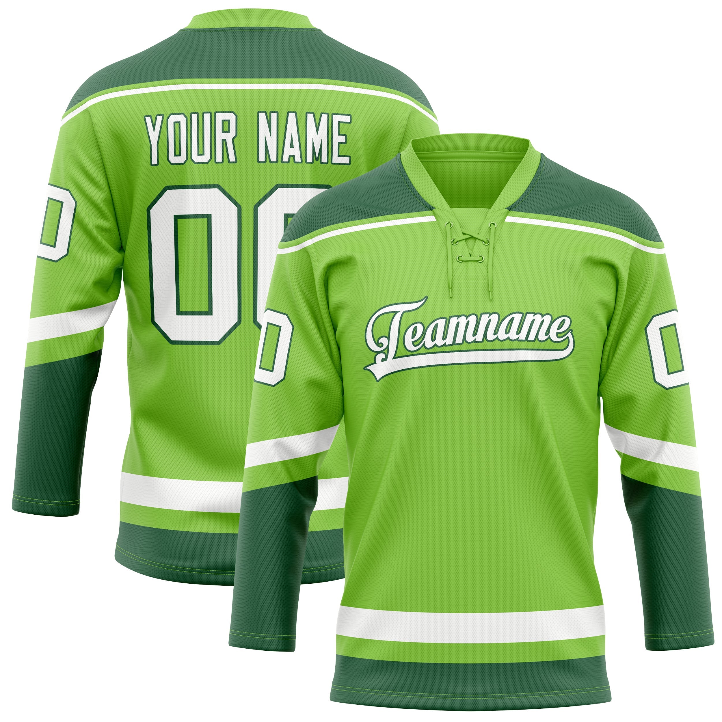 Custom Neon Green Kelly Green Solid Colour Hockey Jersey