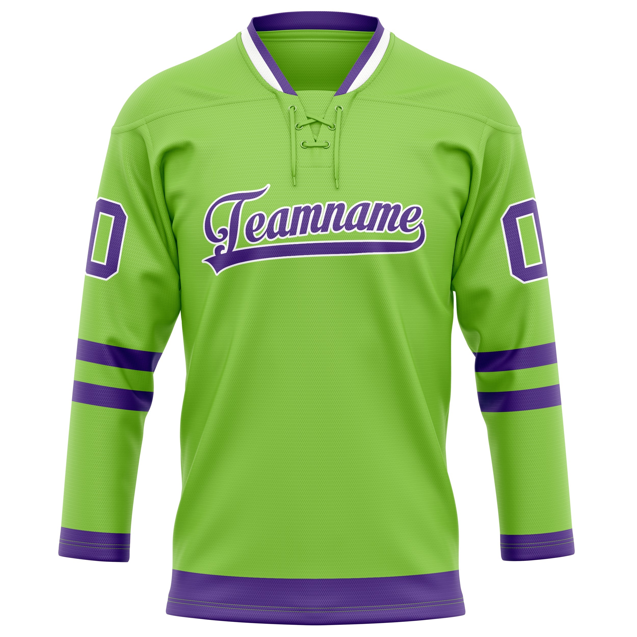 Custom Neon Green Purple Solid Colour Hockey Jersey