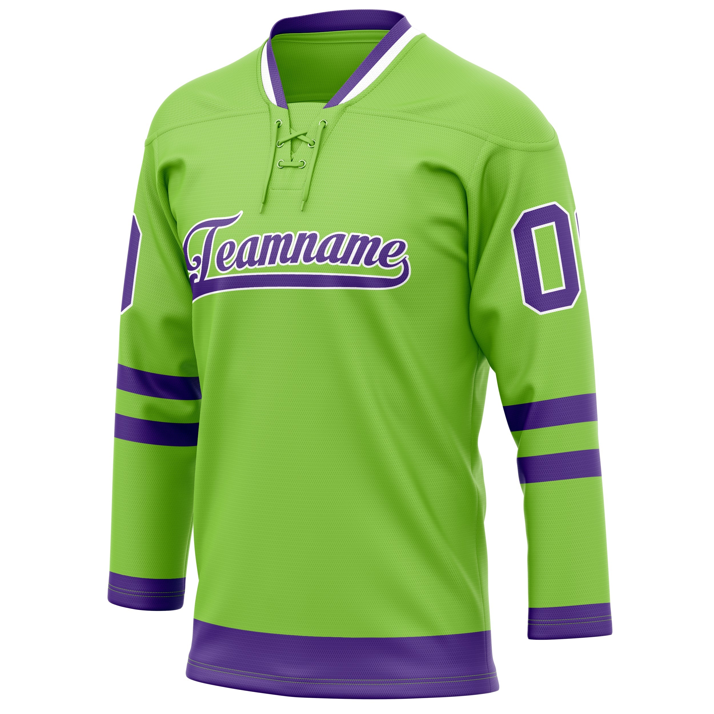 Custom Neon Green Purple Solid Colour Hockey Jersey