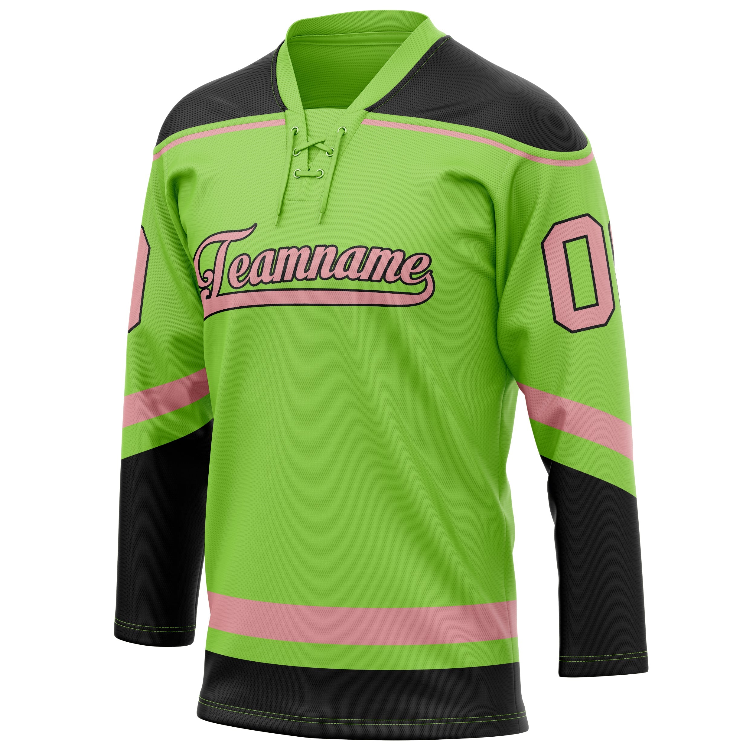 Custom Neon Green Pink Solid Colour Hockey Jersey