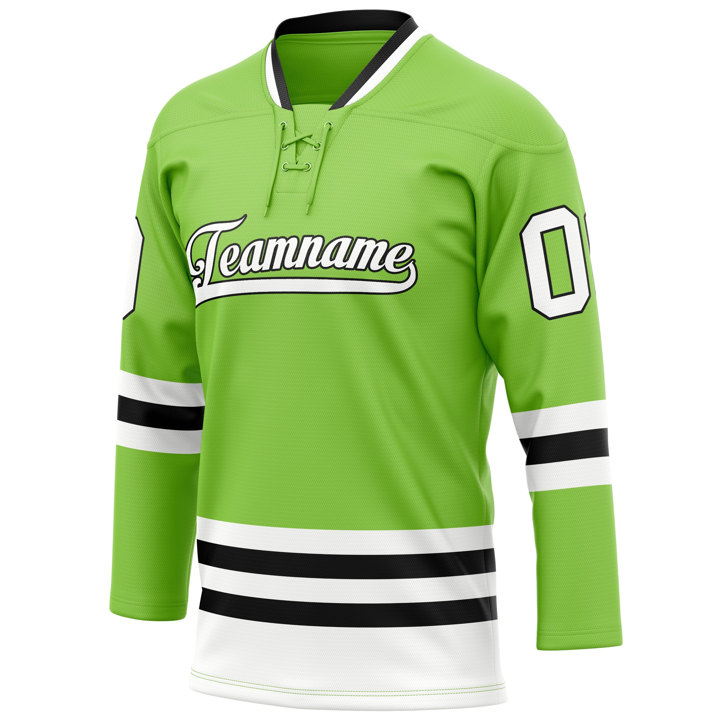 Custom Neon Green White Solid Colour Hockey Jersey