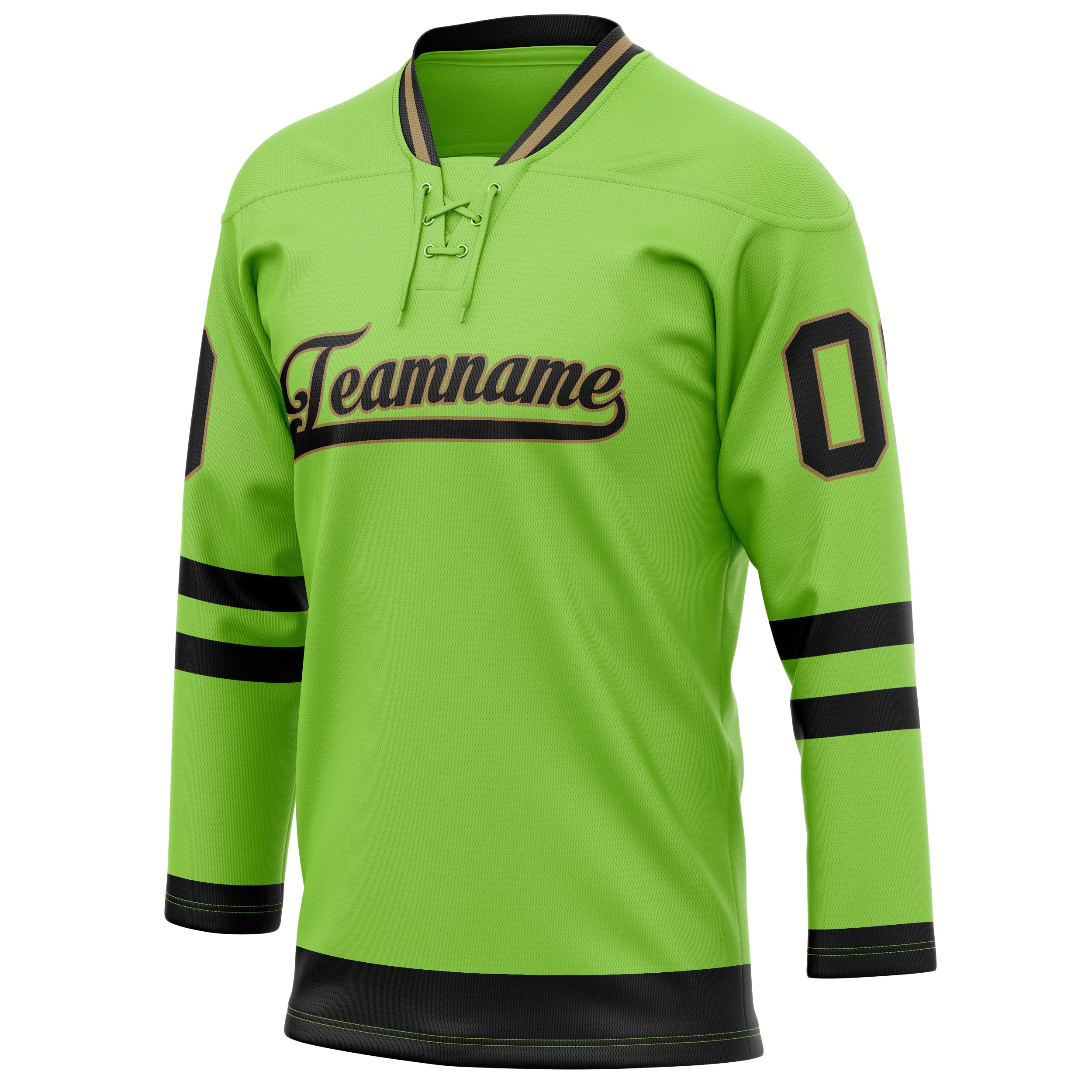 Custom Neon Green Black Solid Colour Hockey Jersey