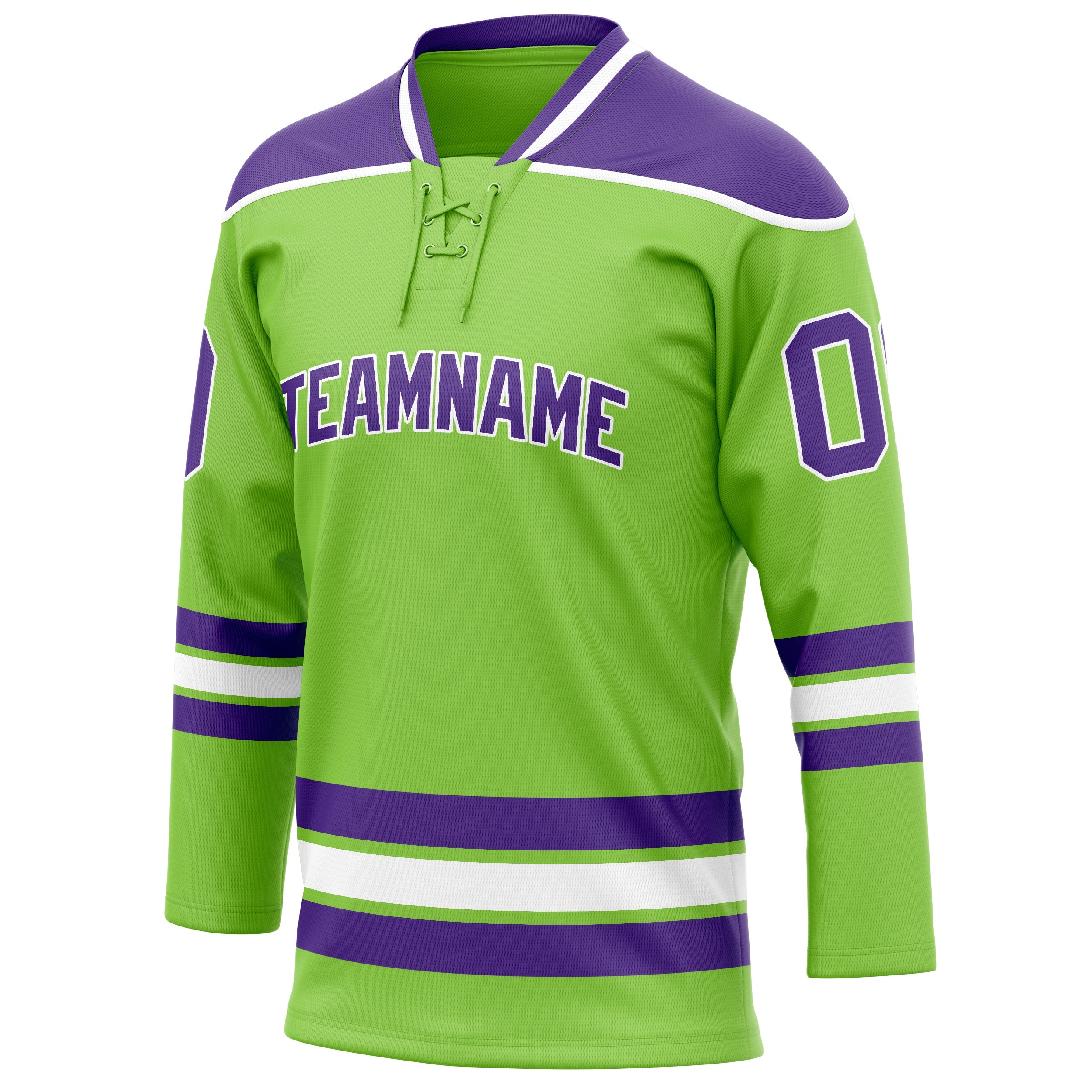 Custom Neon Green Purple Solid Colour Hockey Jersey