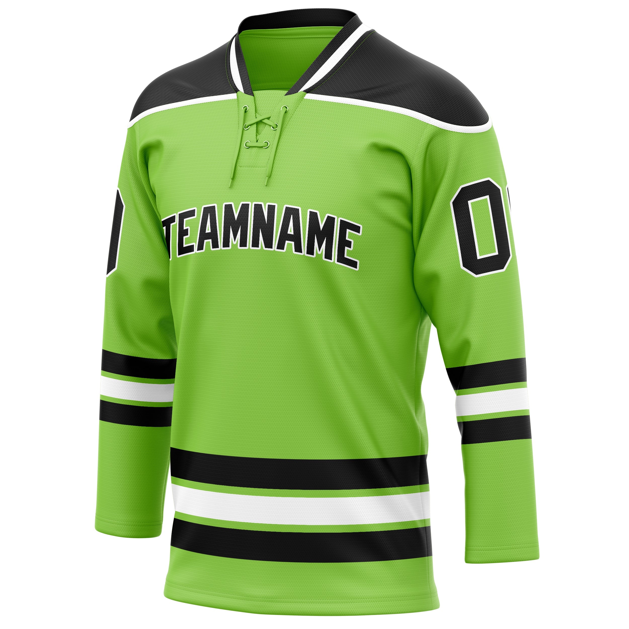 Custom Neon Green Black Solid Colour Hockey Jersey
