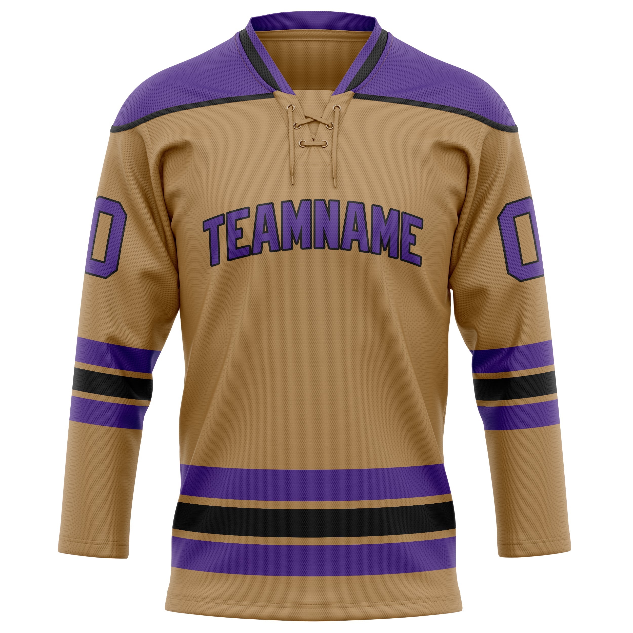 Custom Old Gold Purple Solid Colour Hockey Jersey