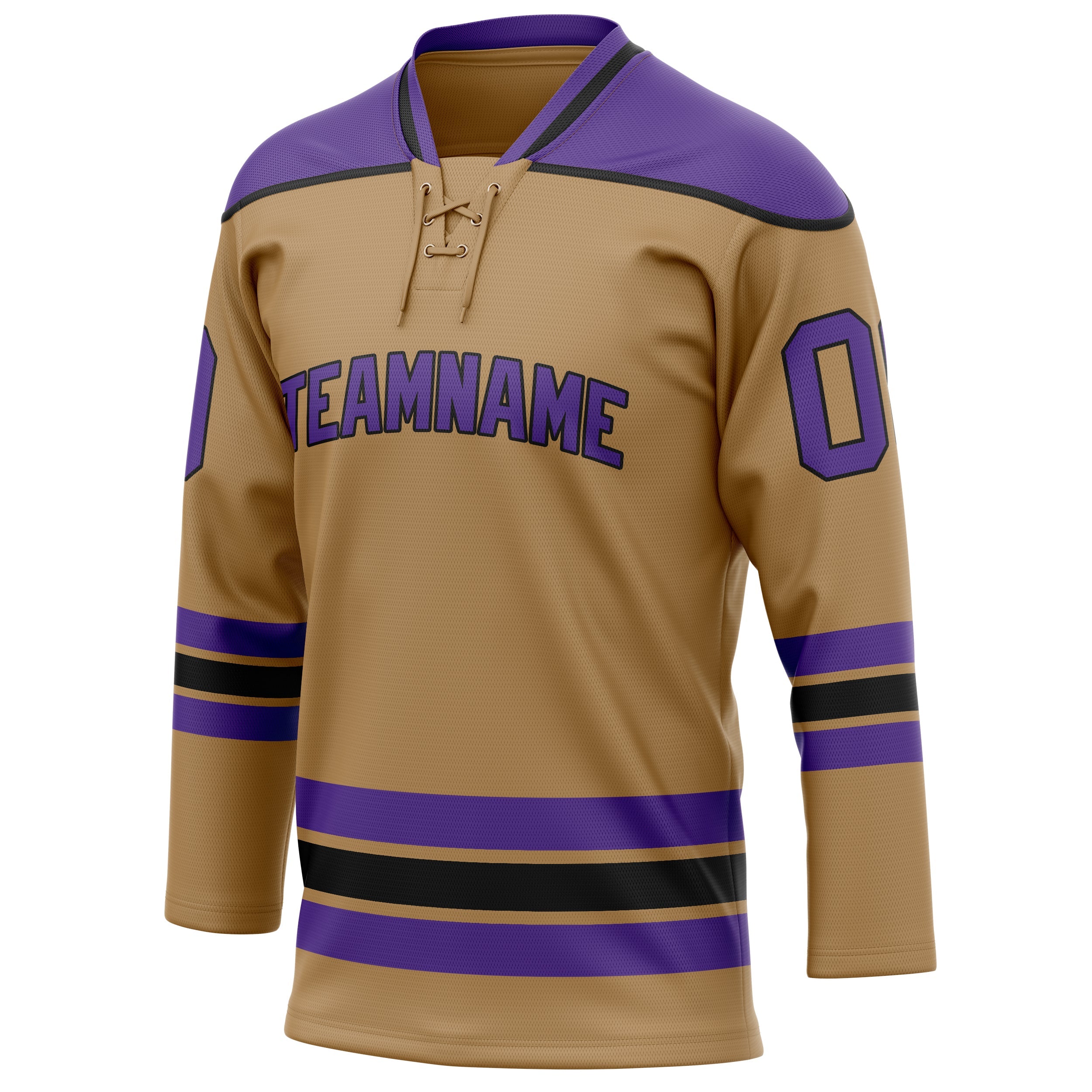 Custom Old Gold Purple Solid Colour Hockey Jersey
