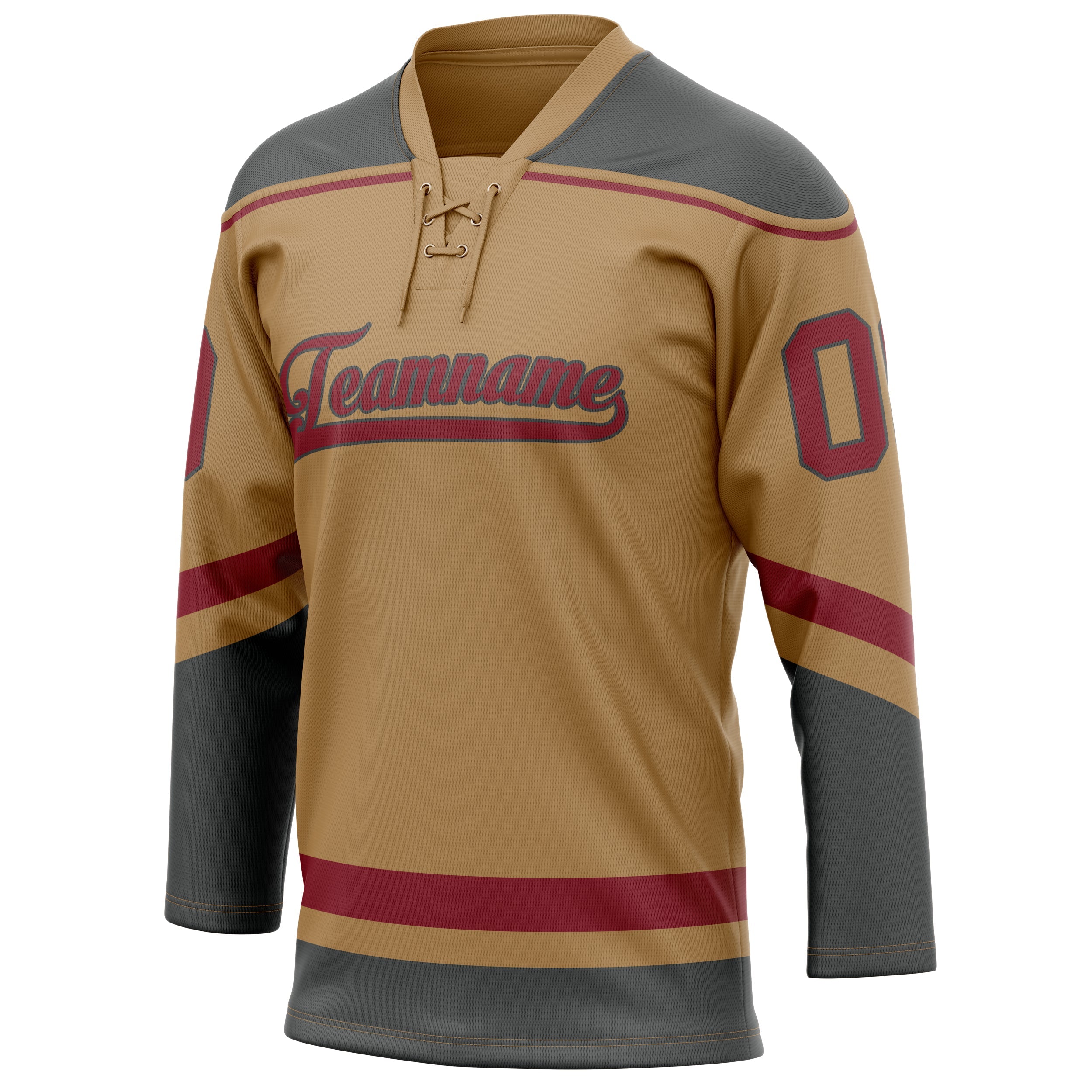 Custom Old Gold Crimson Solid Colour Hockey Jersey