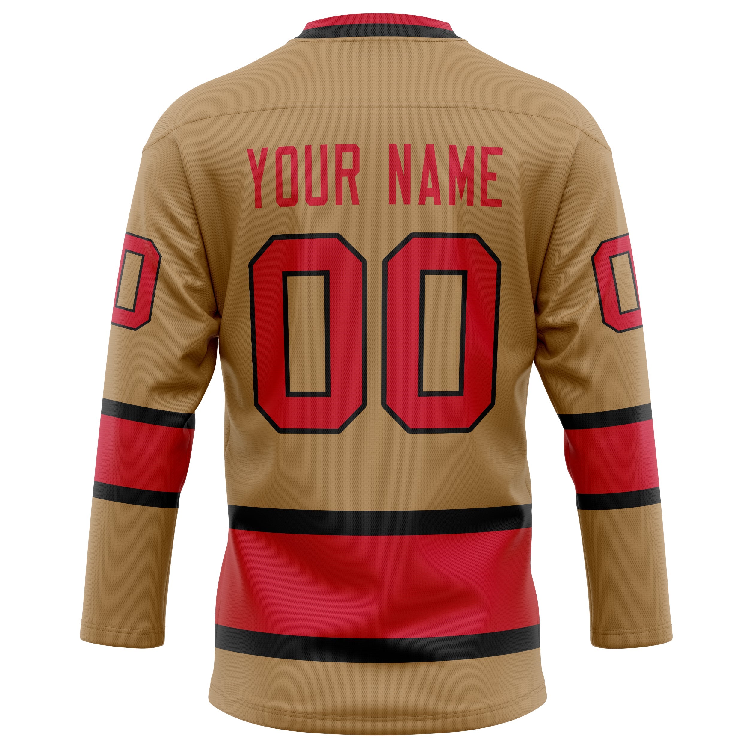 Custom Old Gold Red Solid Colour Hockey Jersey