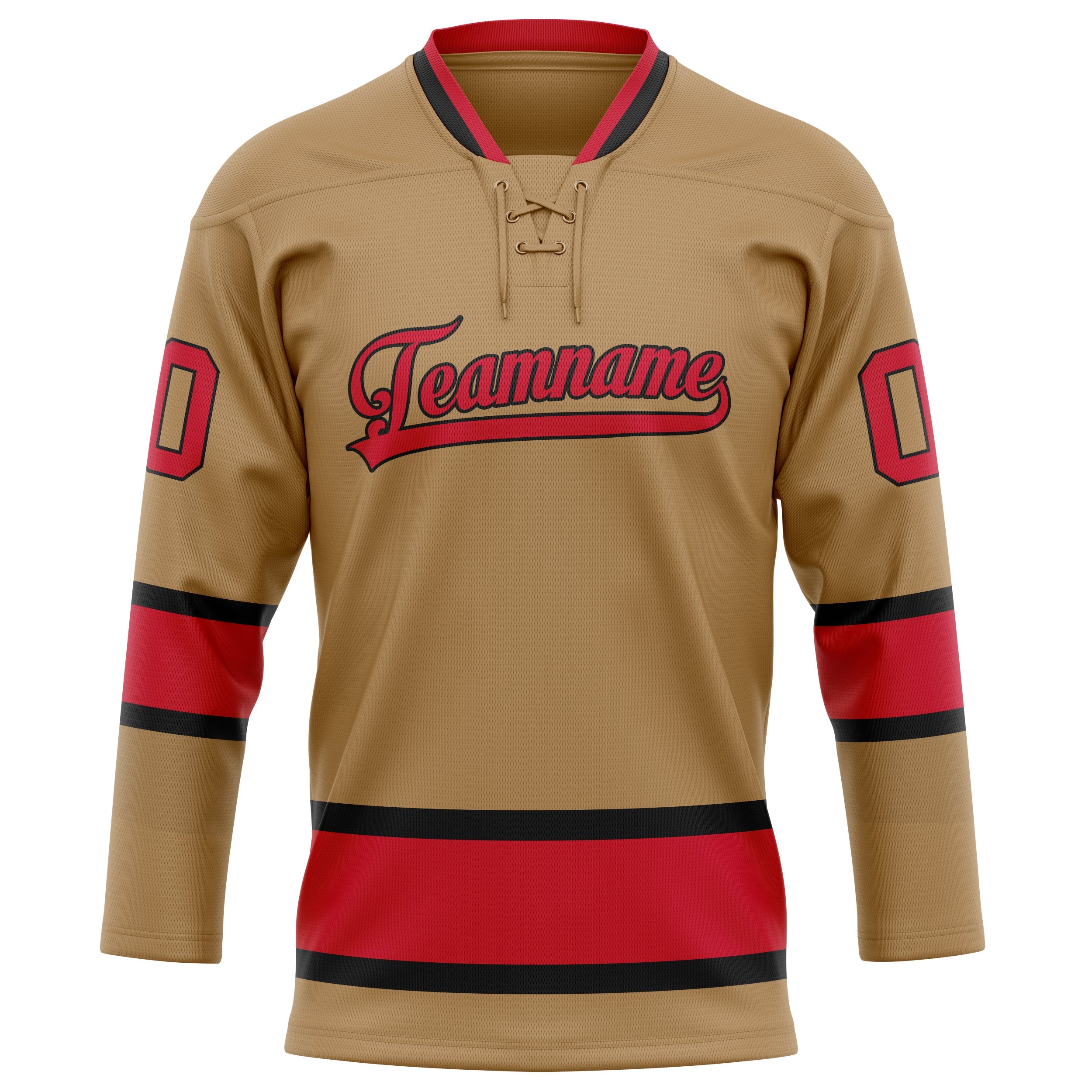 Custom Old Gold Red Solid Colour Hockey Jersey
