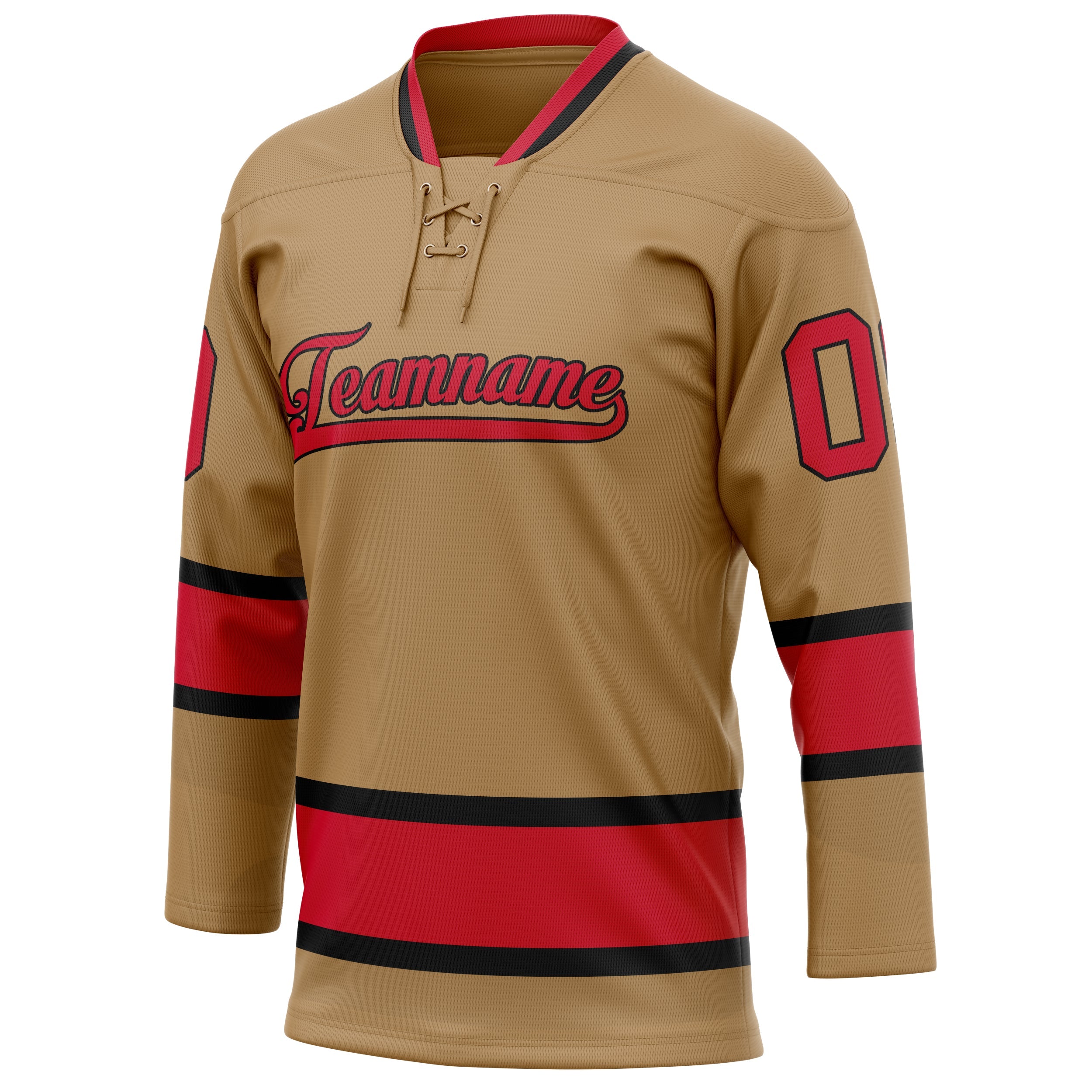 Custom Old Gold Red Solid Colour Hockey Jersey