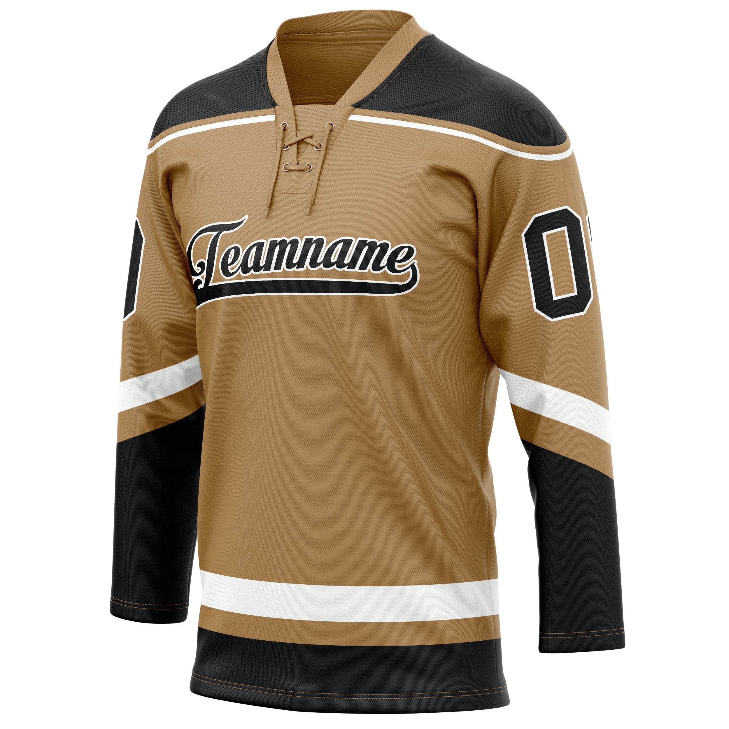 Custom Old Gold Black Solid Colour Hockey Jersey