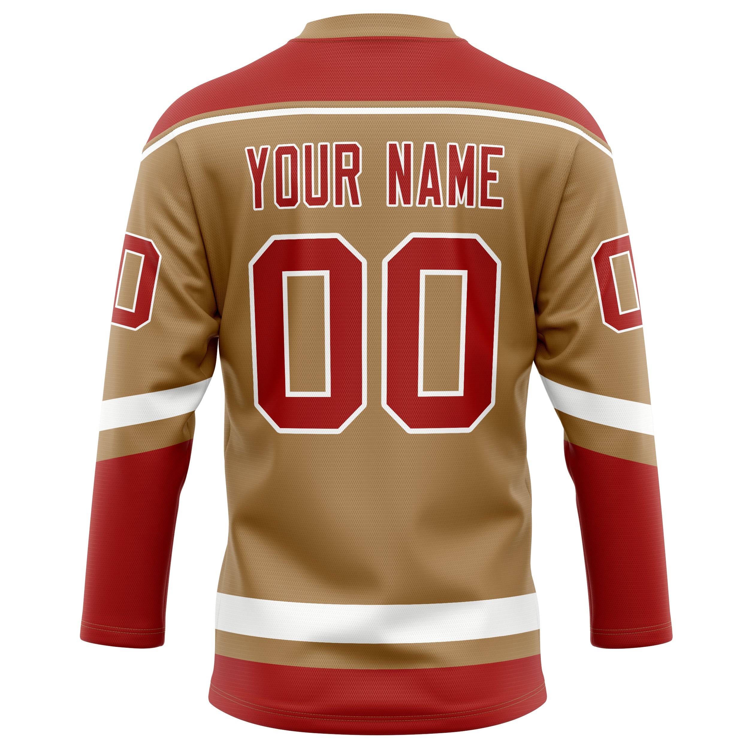 Custom Old Gold Red Solid Colour Hockey Jersey