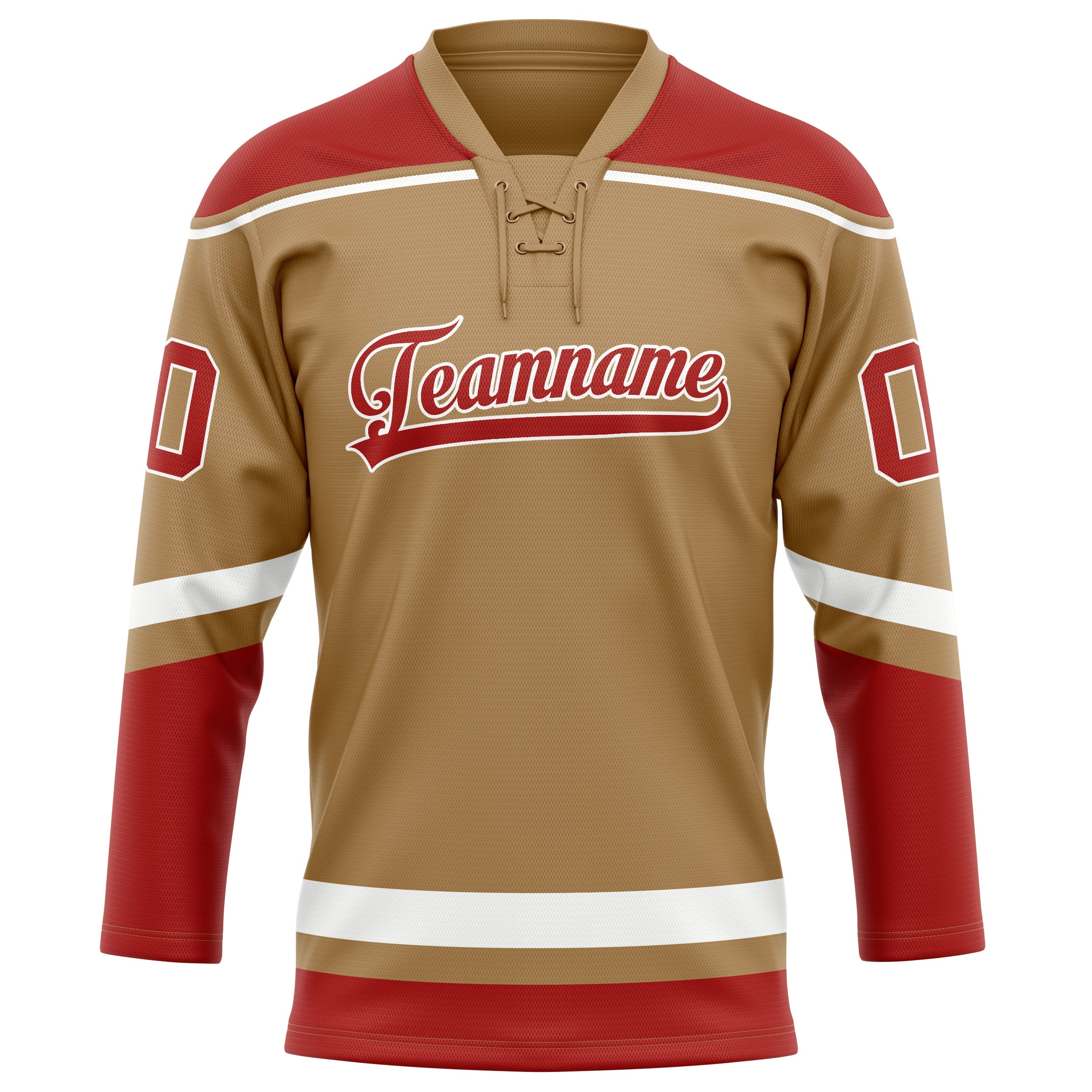 Custom Old Gold Red Solid Colour Hockey Jersey