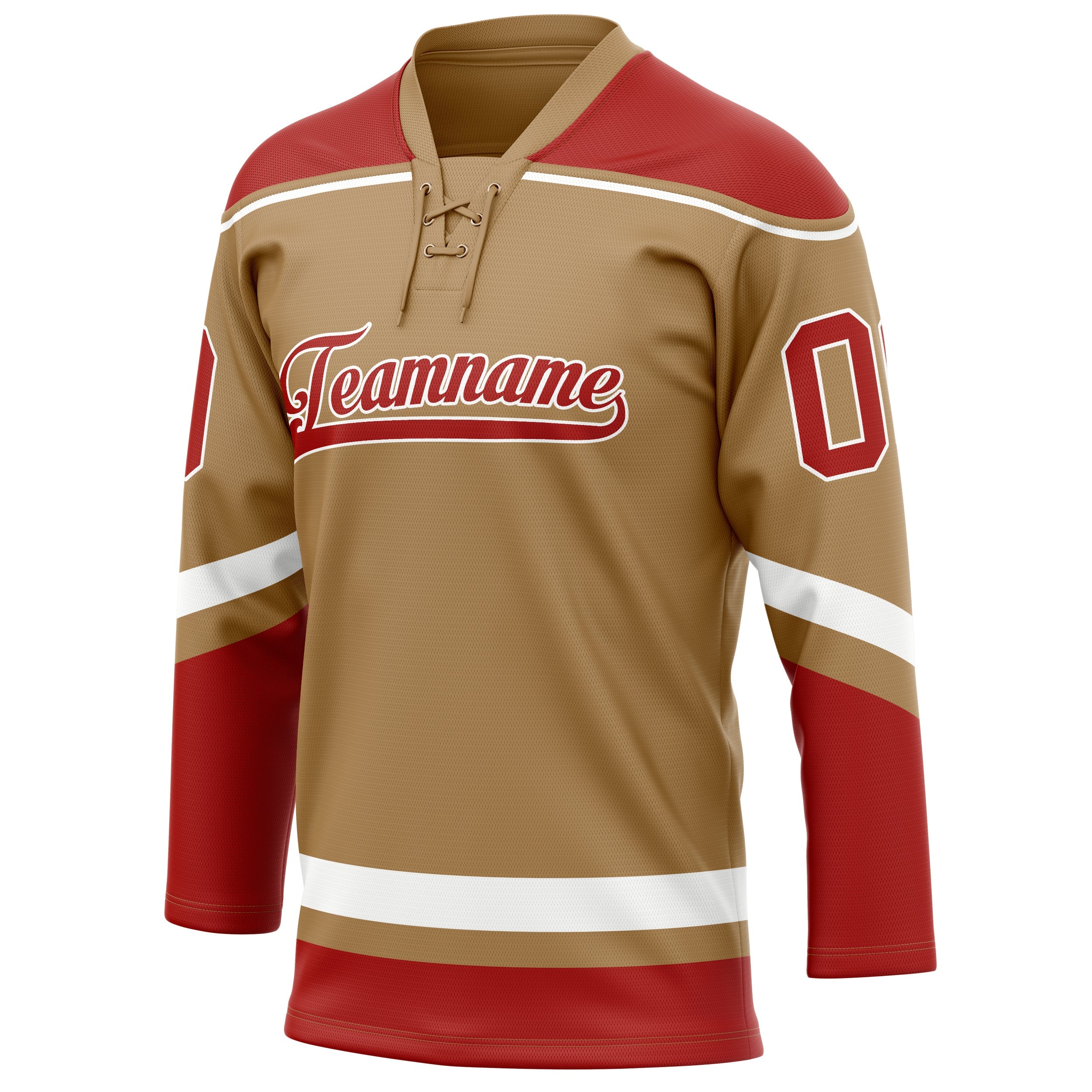 Custom Old Gold Red Solid Colour Hockey Jersey