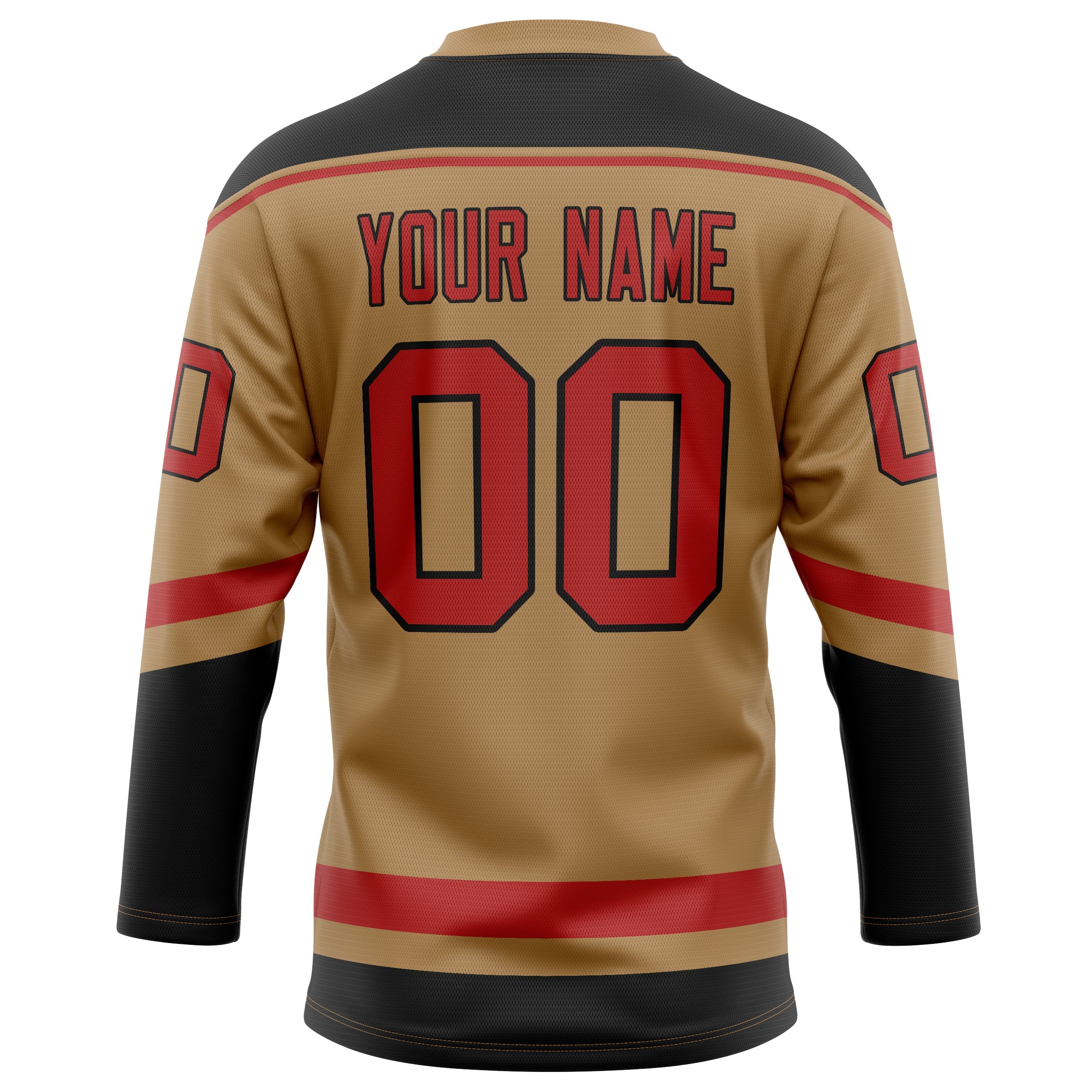 Custom Old Gold Black Solid Colour Hockey Jersey