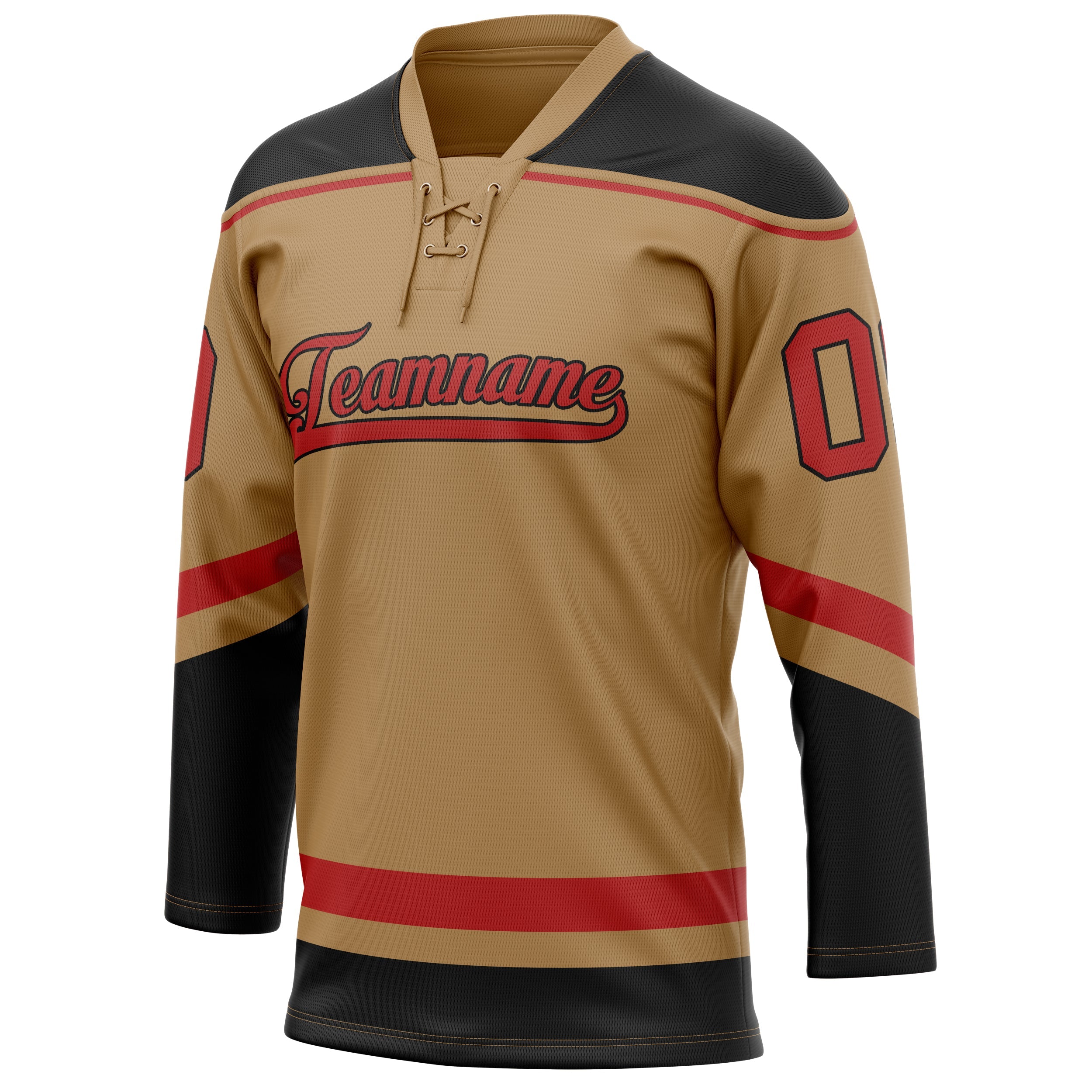 Custom Old Gold Black Solid Colour Hockey Jersey