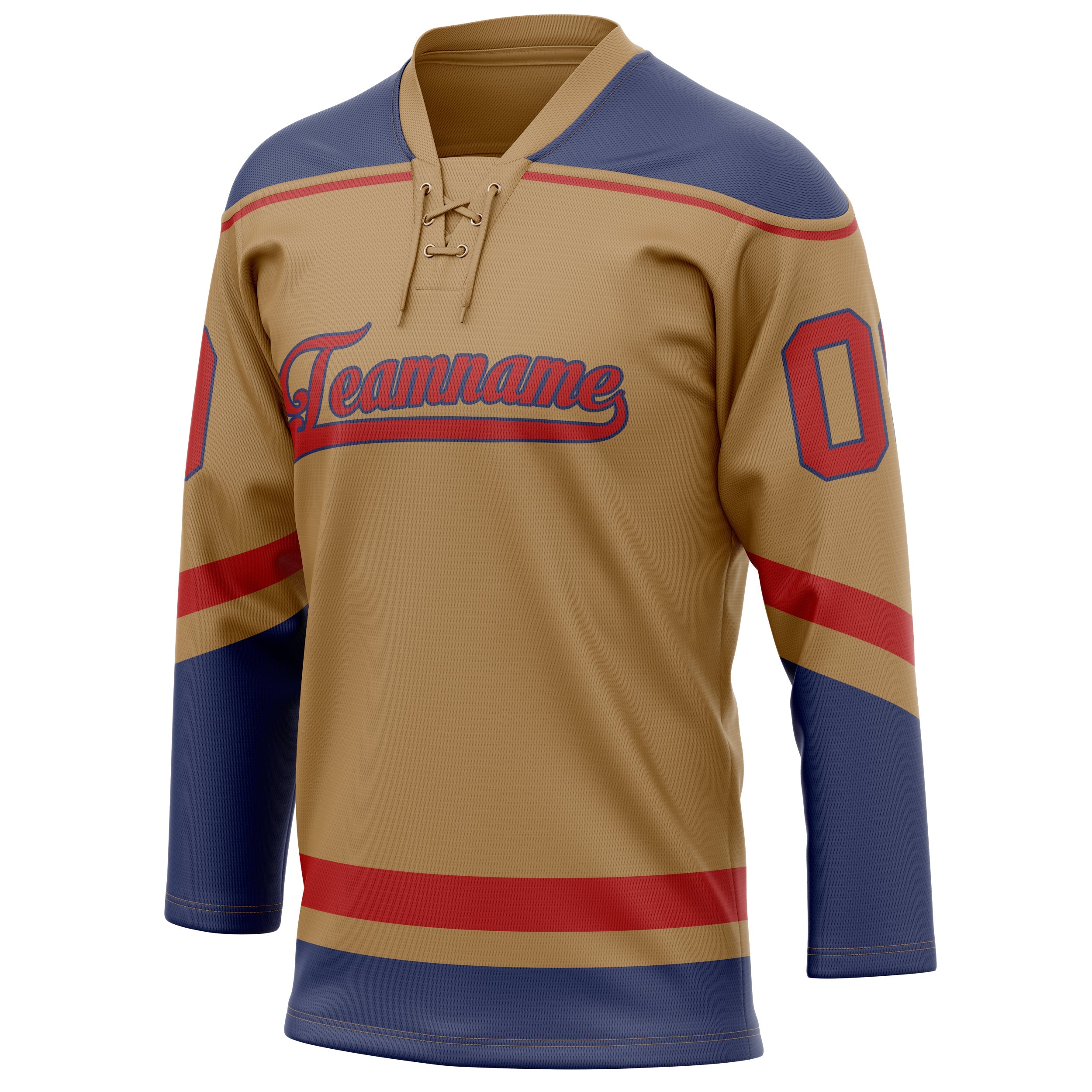 Custom Old Gold Navy Solid Colour Hockey Jersey
