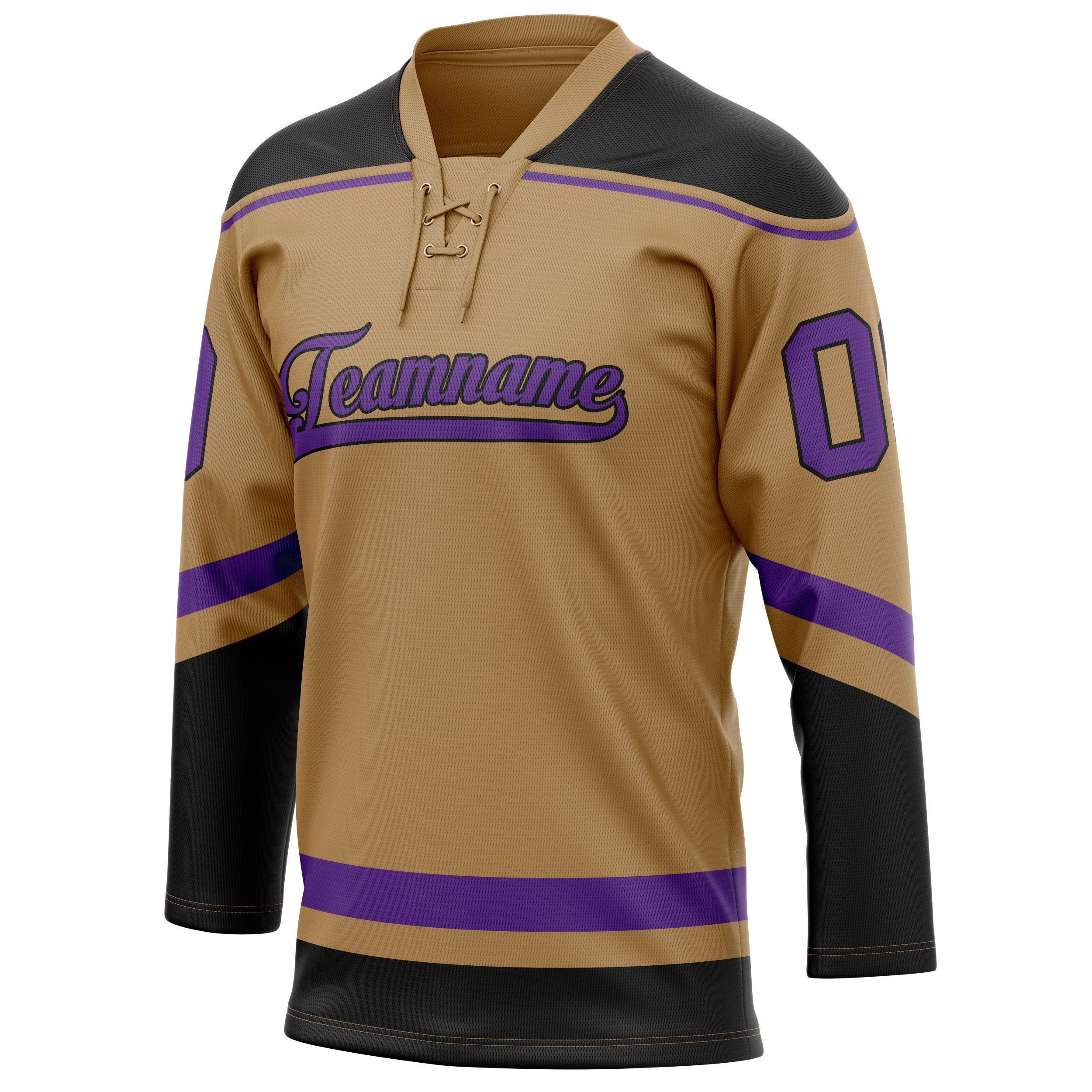 Custom Old Gold Purple Solid Colour Hockey Jersey