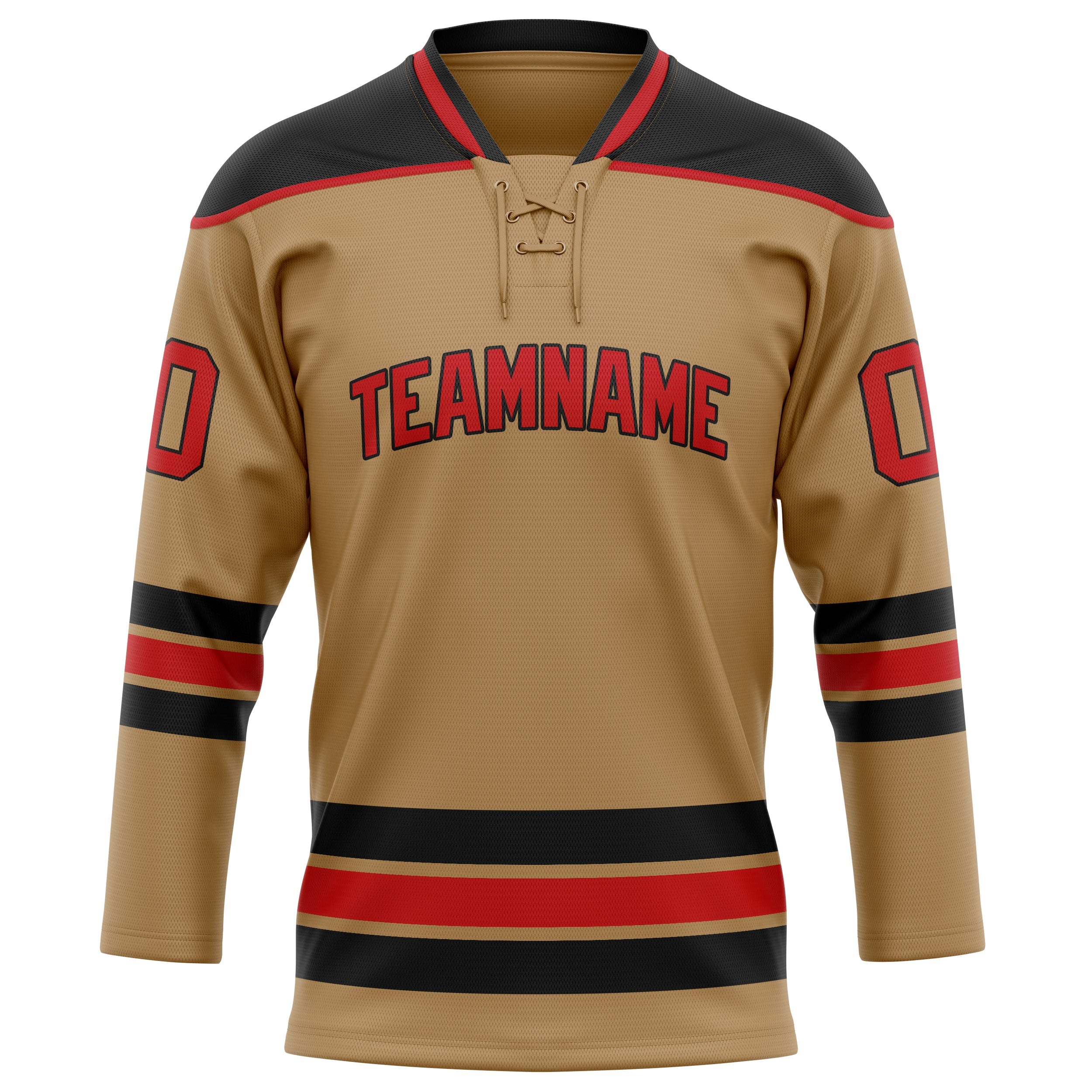 Custom Old Gold Red Solid Colour Hockey Jersey