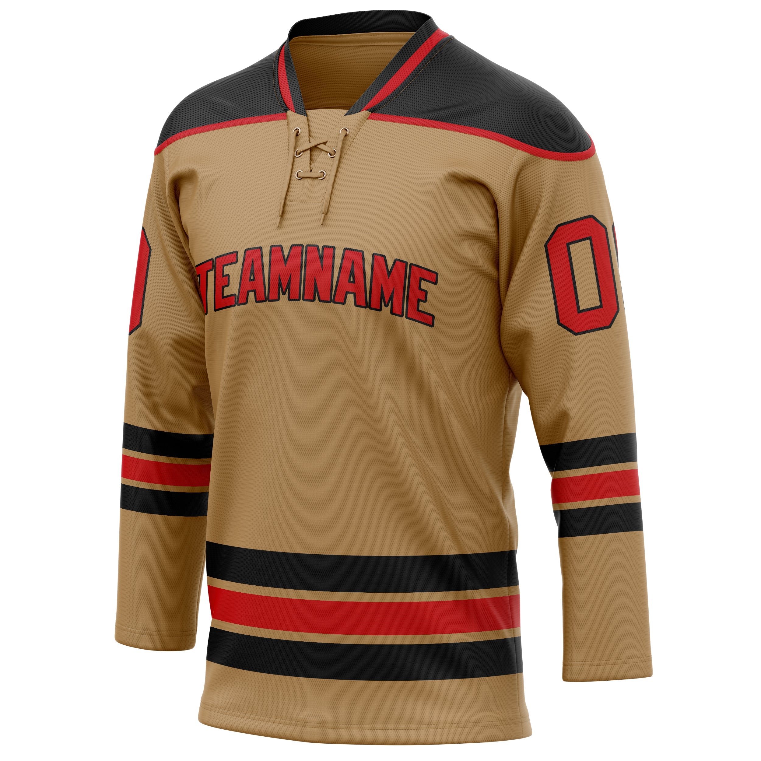 Custom Old Gold Red Solid Colour Hockey Jersey