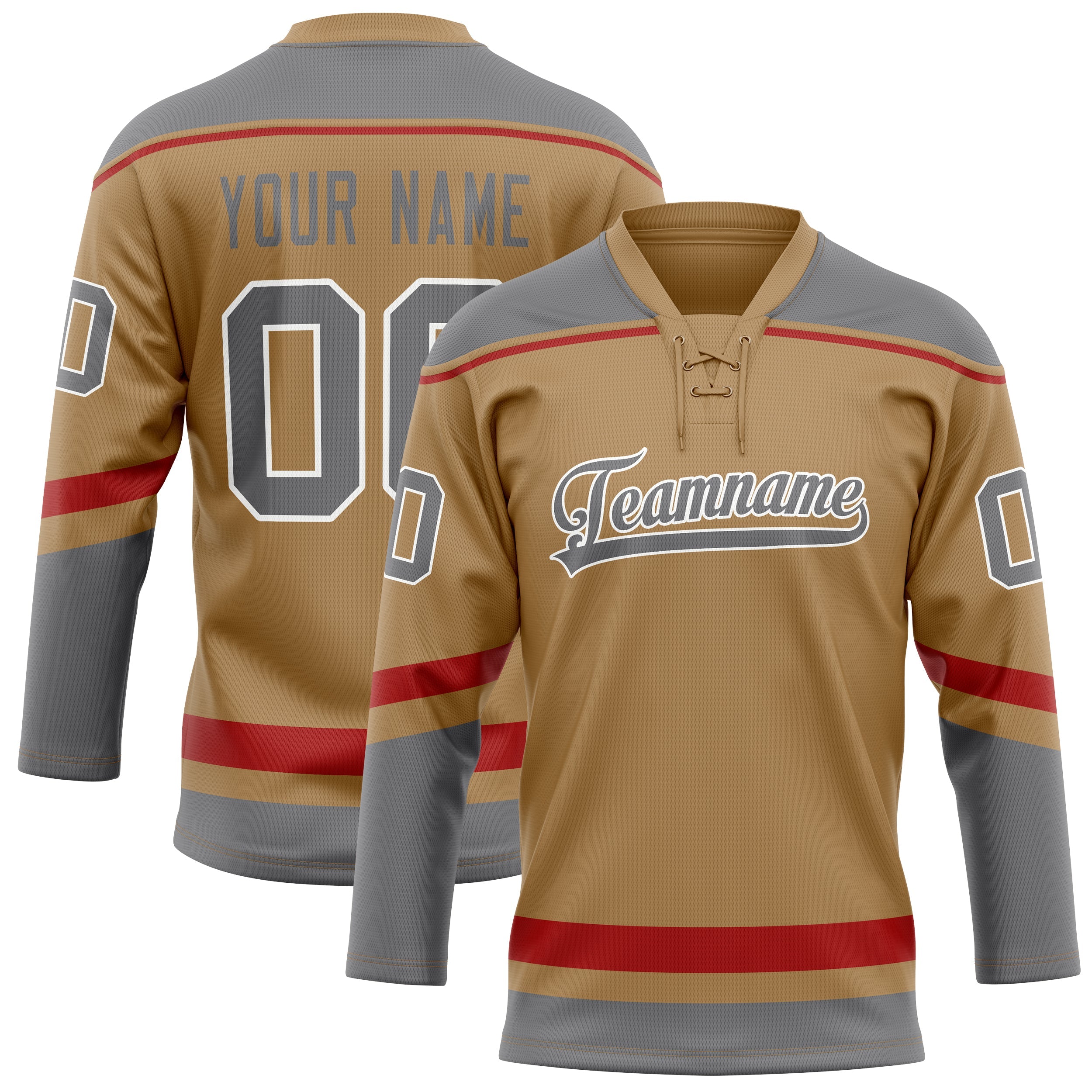 Custom Old Gold Gray Solid Colour Hockey Jersey