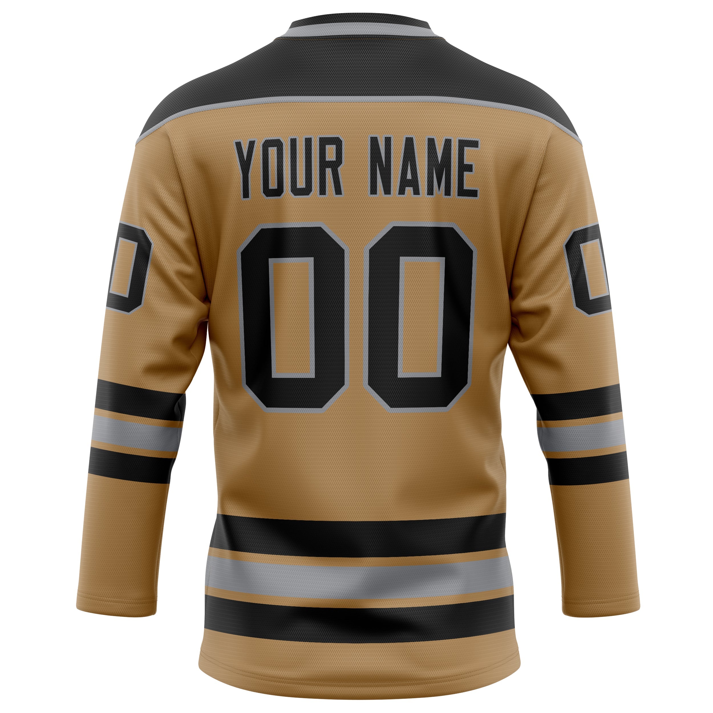 Custom Old Gold Black Solid Colour Hockey Jersey