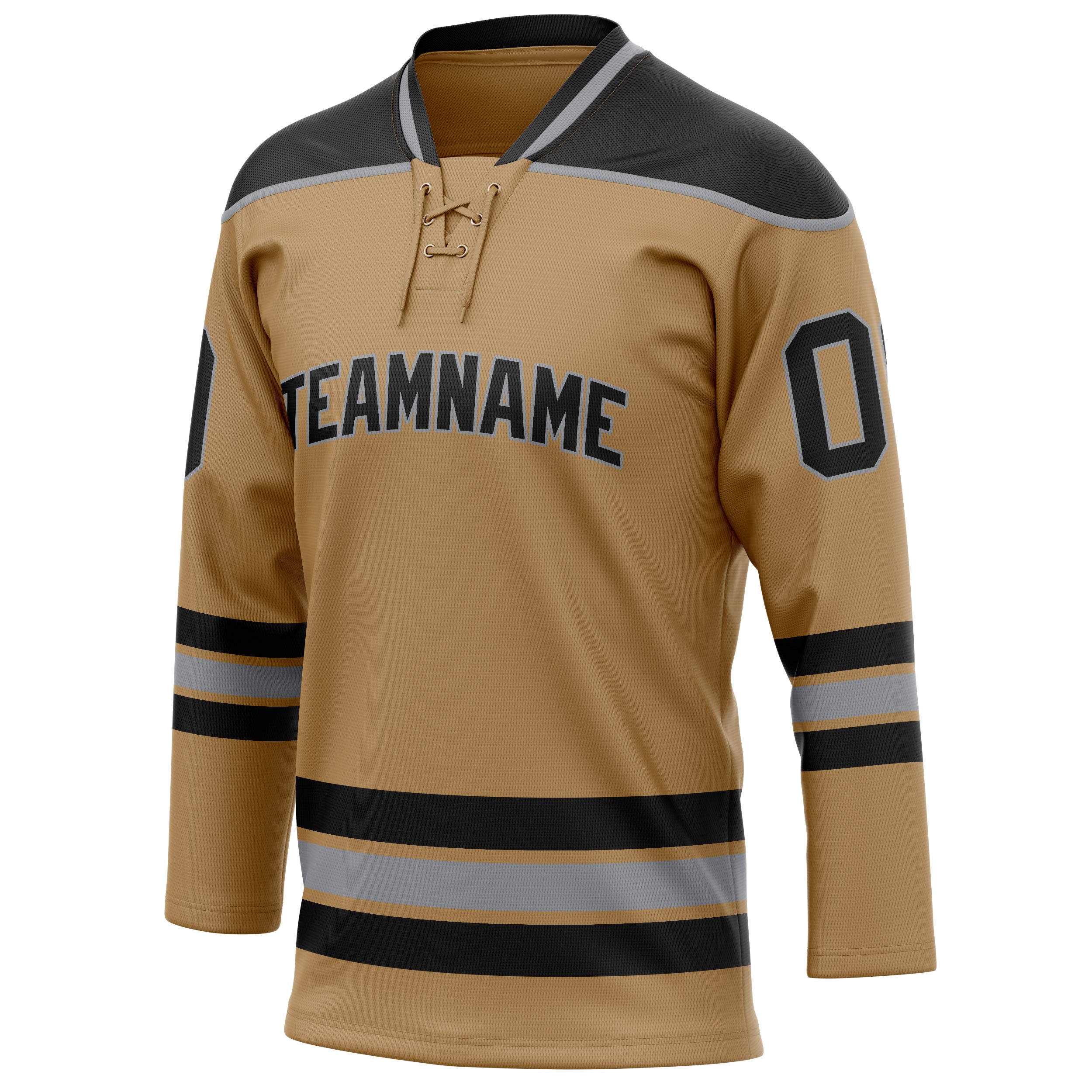 Custom Old Gold Black Solid Colour Hockey Jersey