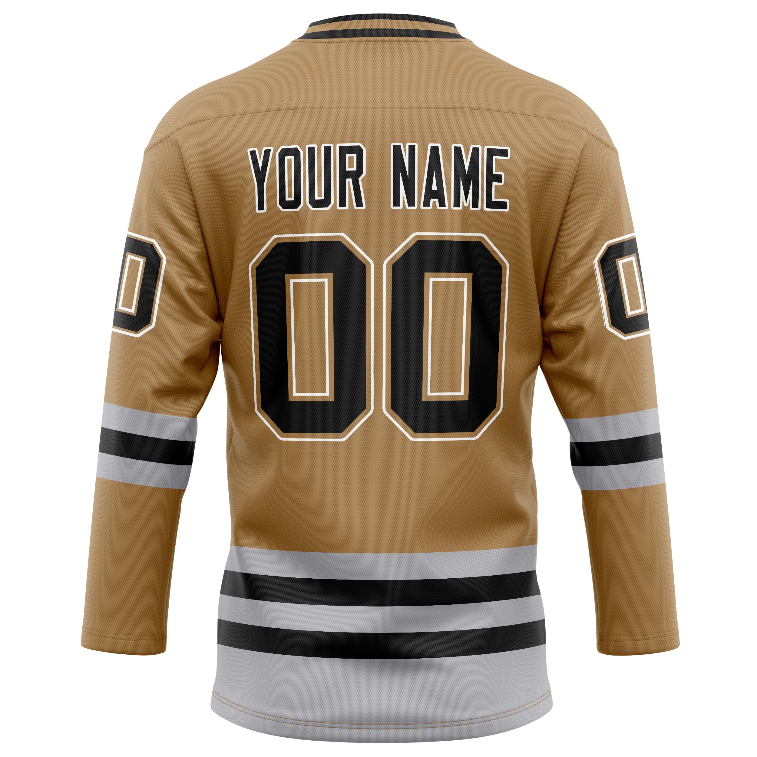 Custom Old Gold Black Solid Colour Hockey Jersey