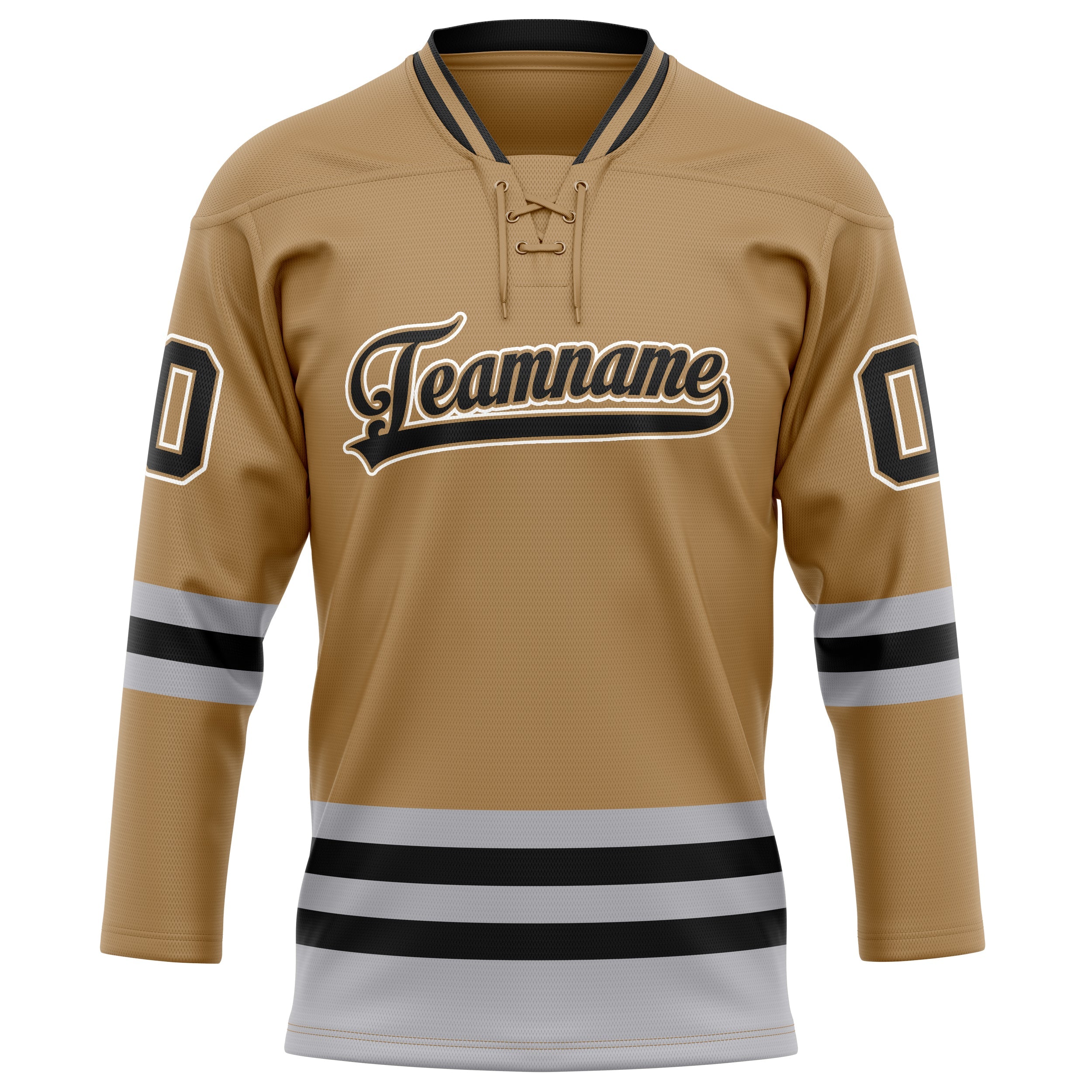 Custom Old Gold Black Solid Colour Hockey Jersey
