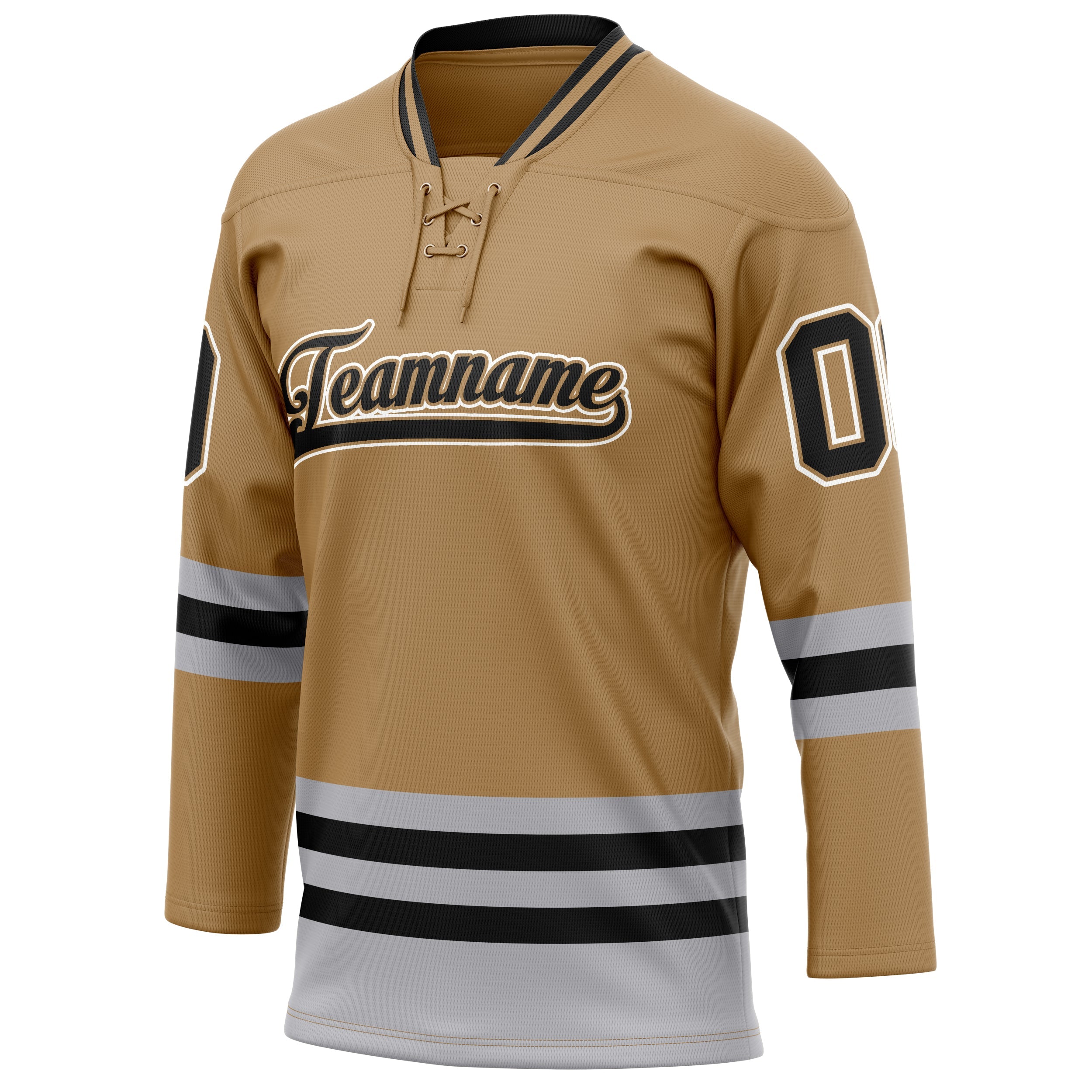 Custom Old Gold Black Solid Colour Hockey Jersey