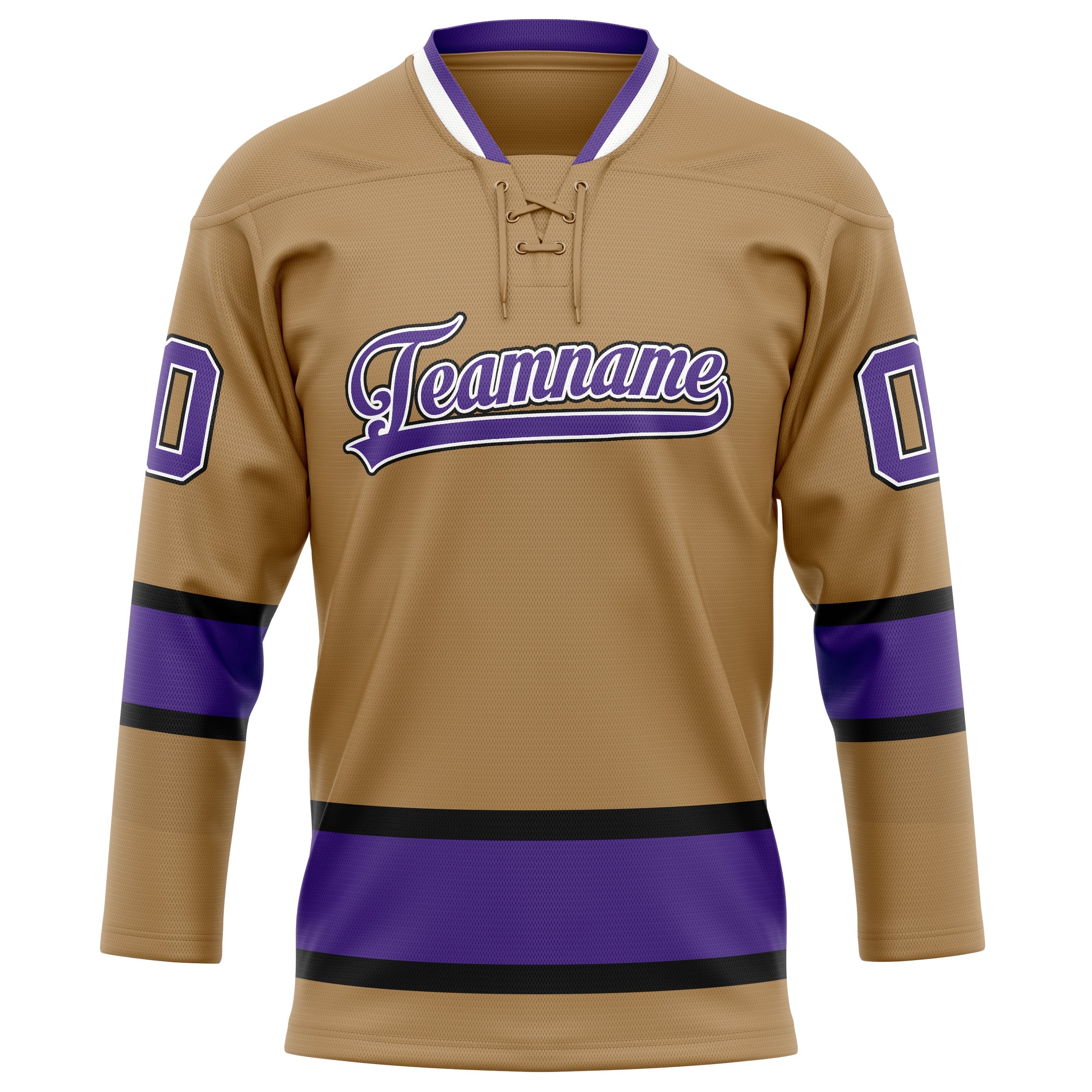 Custom Old Gold Purple Solid Colour Hockey Jersey