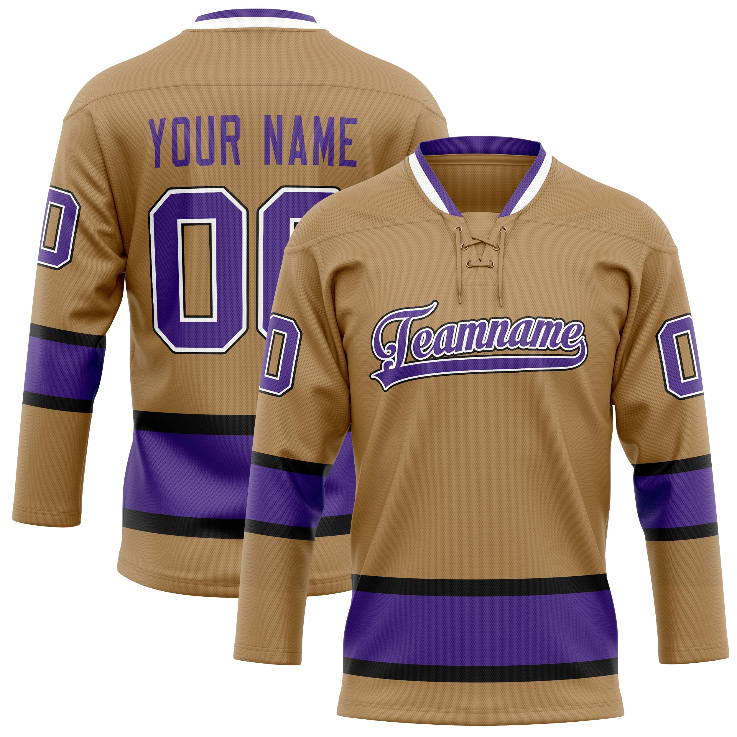 Custom Old Gold Purple Solid Colour Hockey Jersey