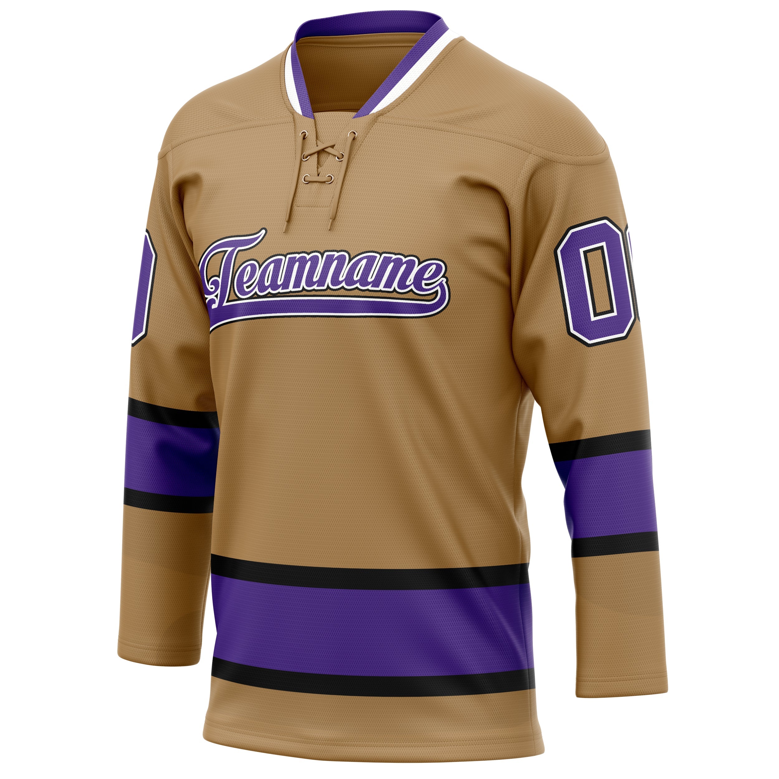 Custom Old Gold Purple Solid Colour Hockey Jersey