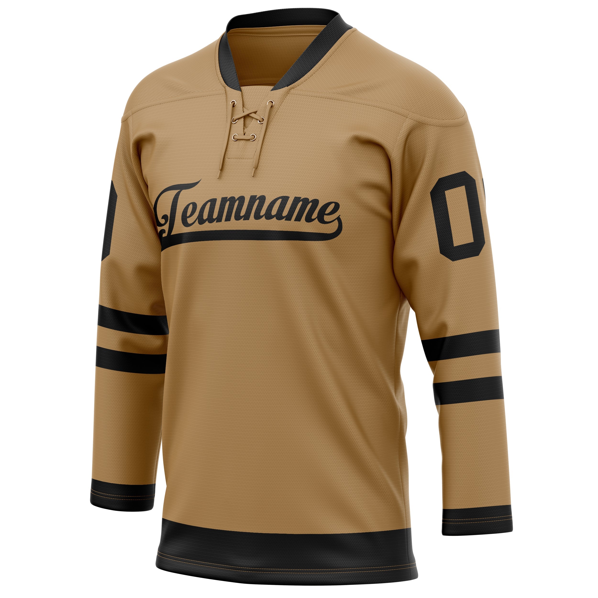 Custom Old Gold Black Solid Colour Hockey Jersey