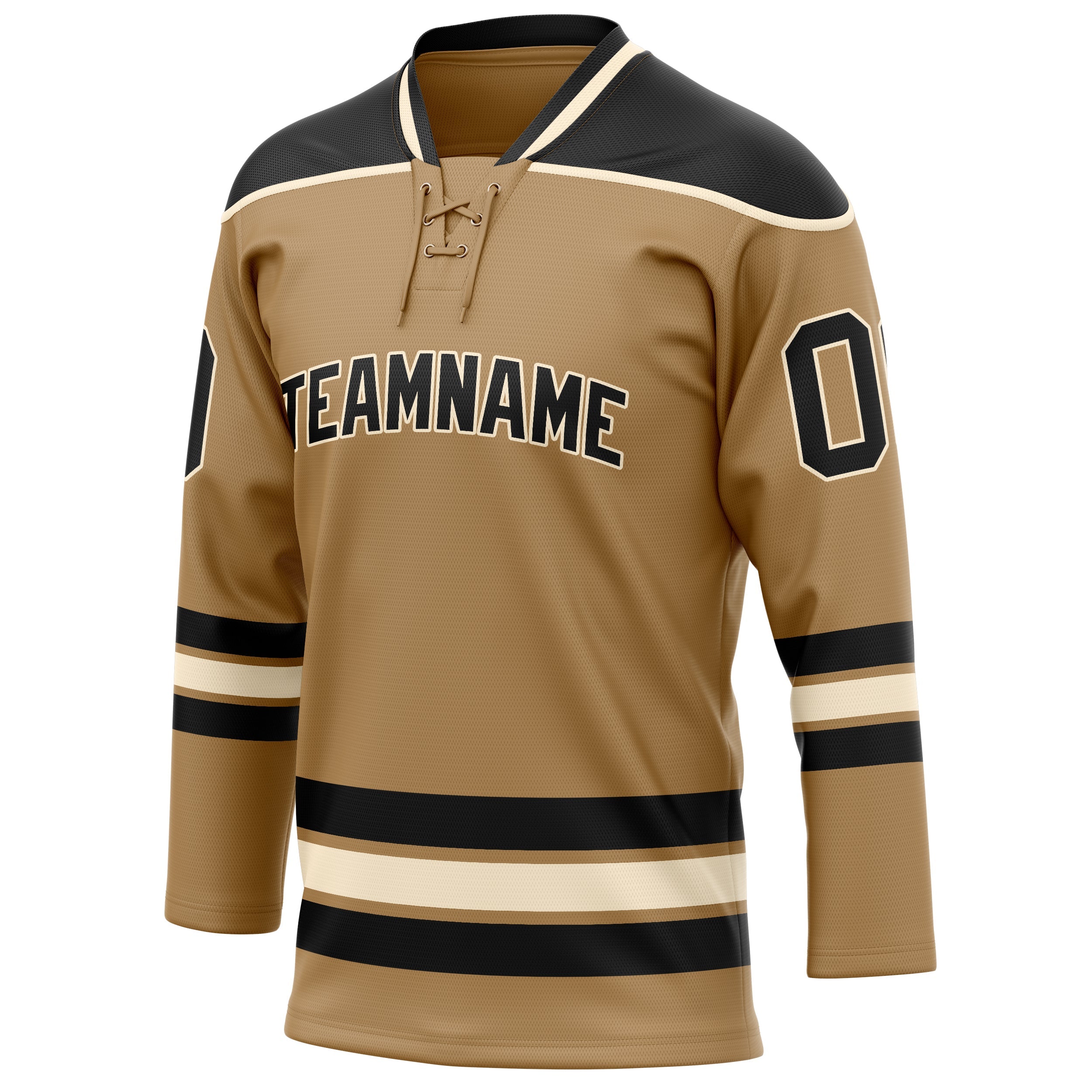Custom Old Gold Black Solid Colour Hockey Jersey