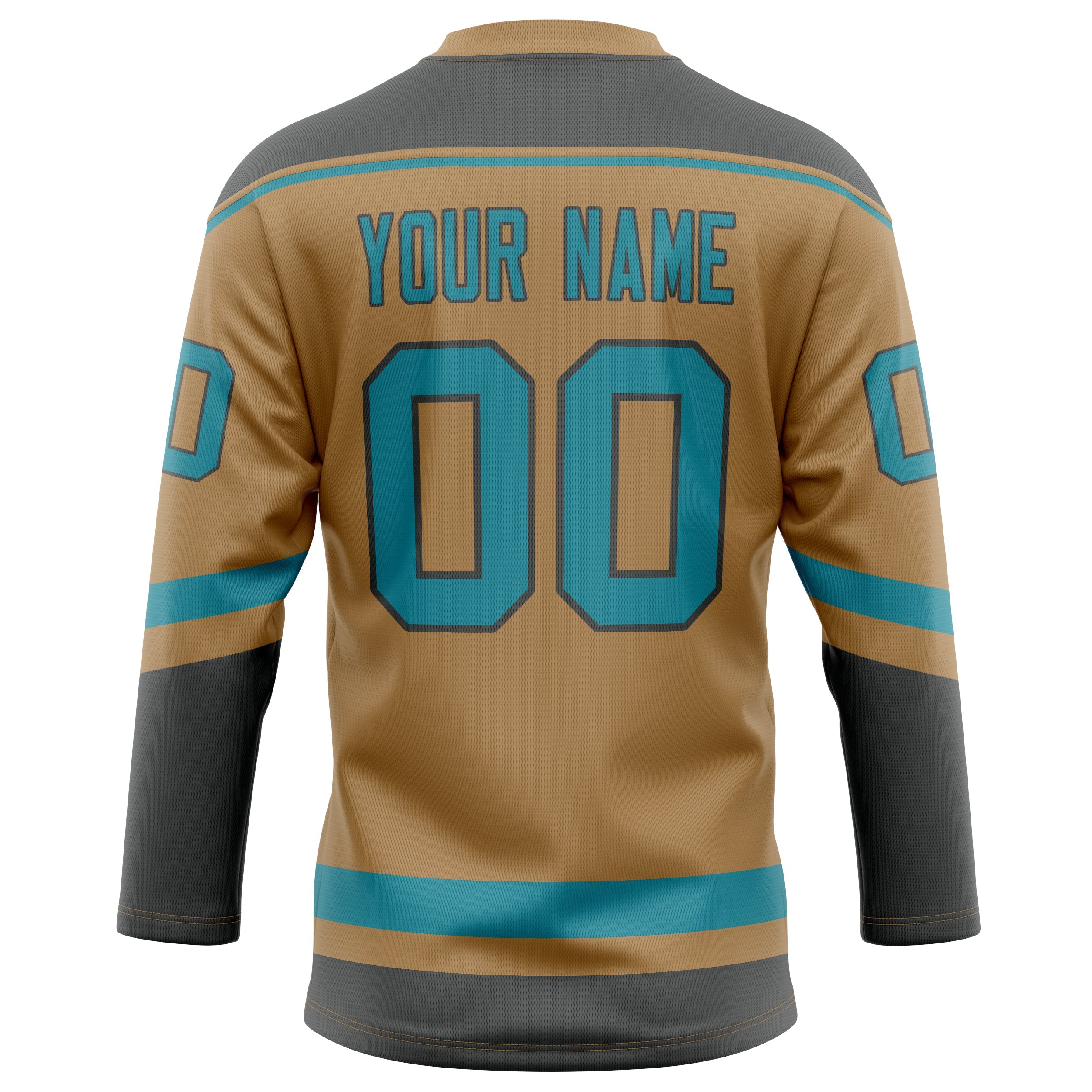 Custom Old Gold Teal Solid Colour Hockey Jersey