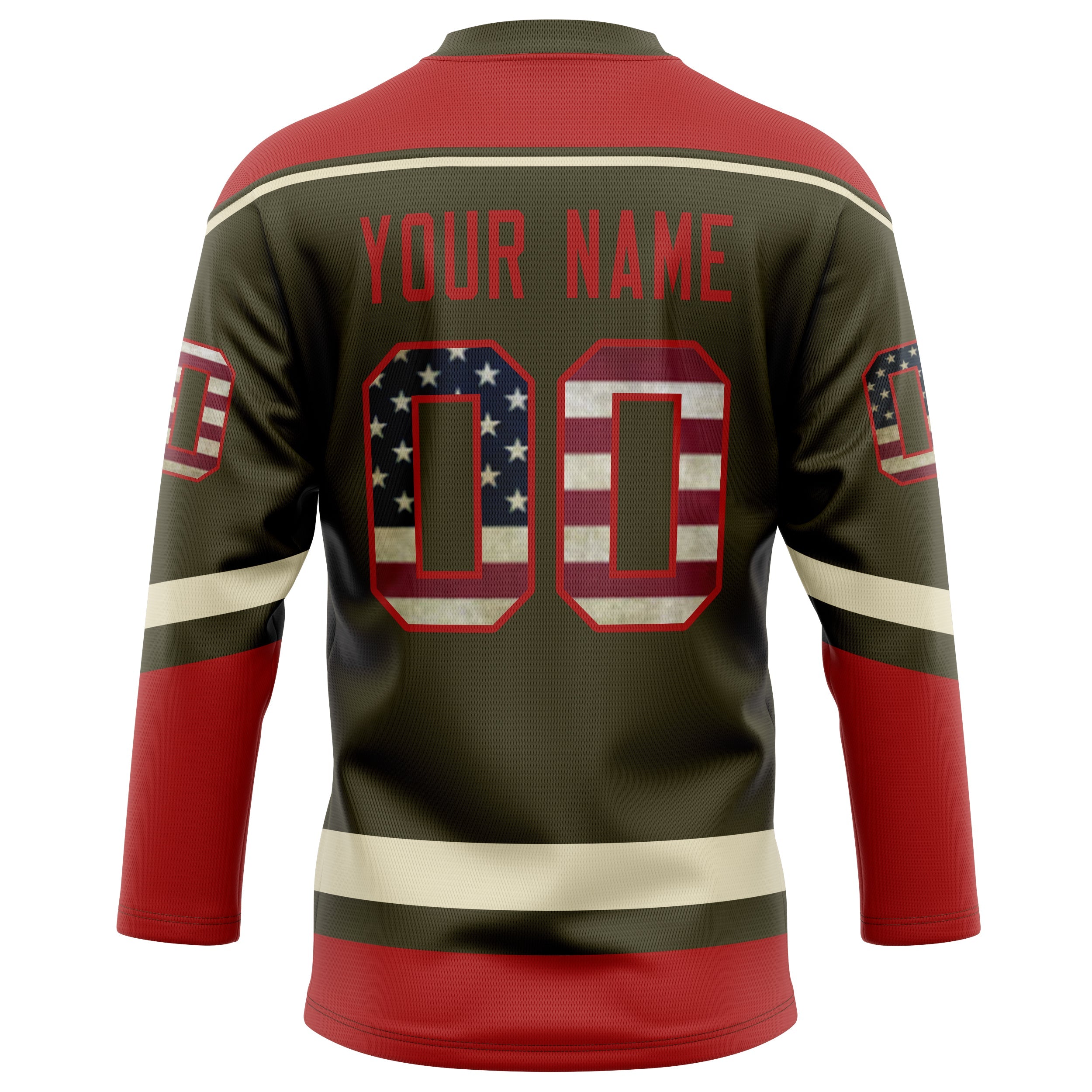 Custom Olive Red Solid Colour Hockey Jersey