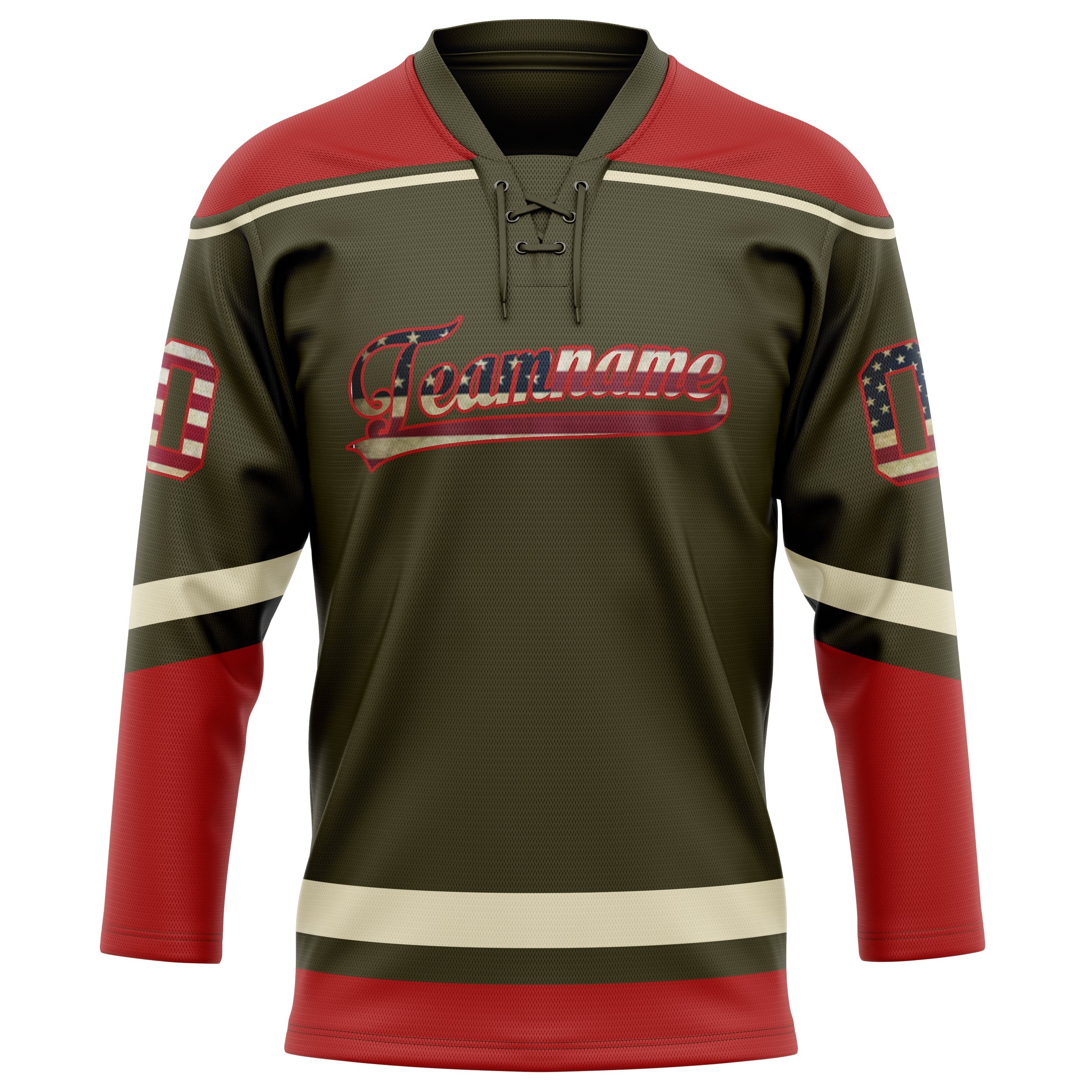 Custom Olive Red Solid Colour Hockey Jersey