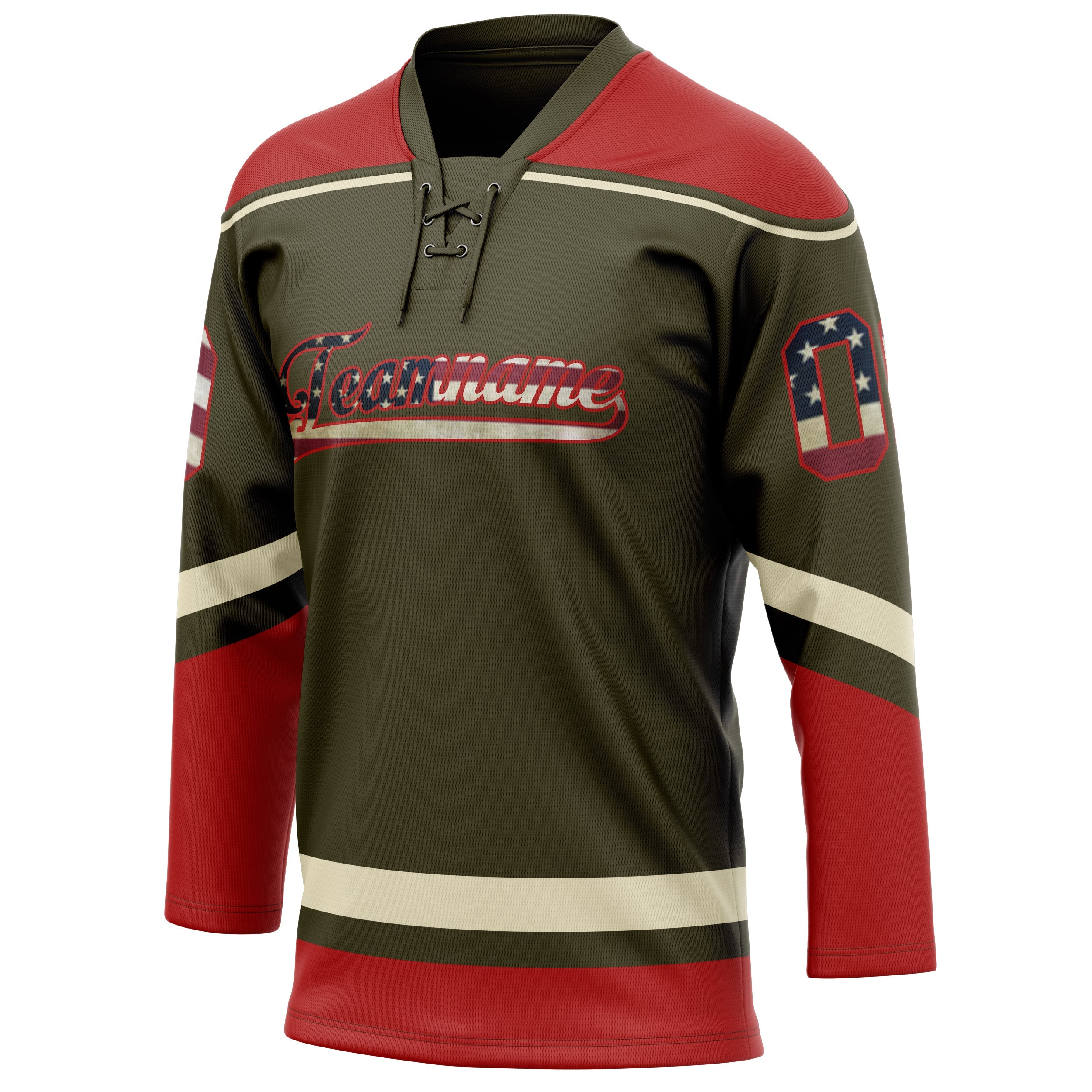 Custom Olive Red Solid Colour Hockey Jersey