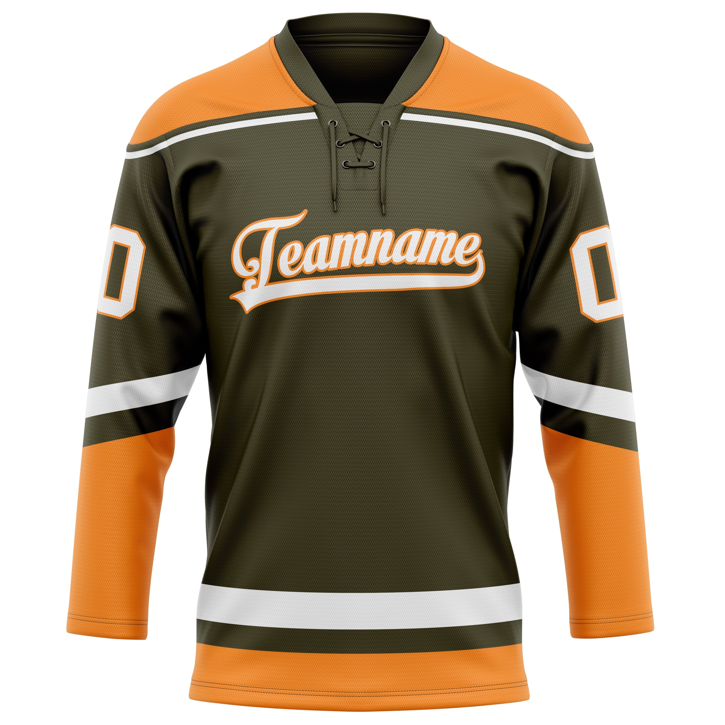 Custom Olive Orange Solid Colour Hockey Jersey