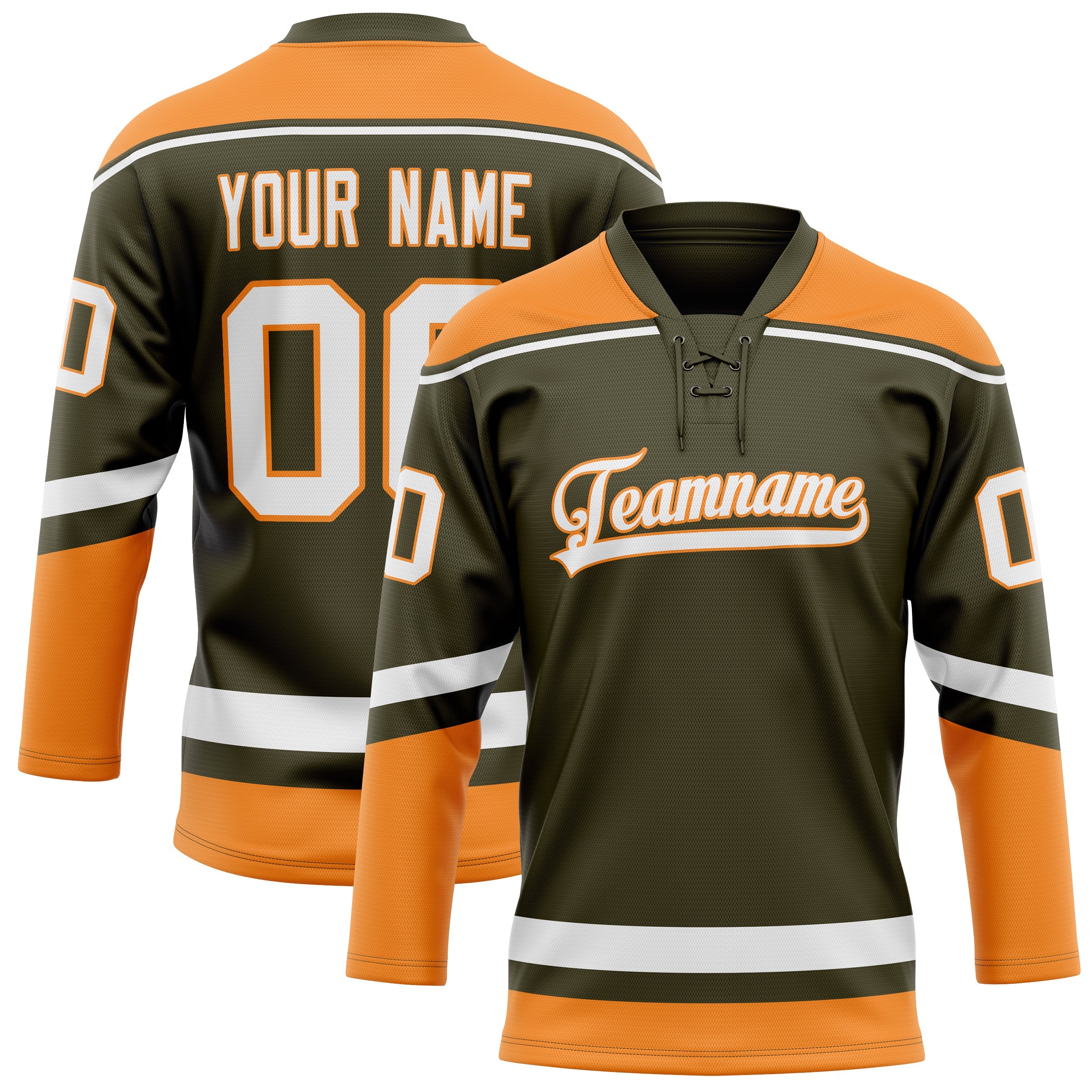 Custom Olive Orange Solid Colour Hockey Jersey