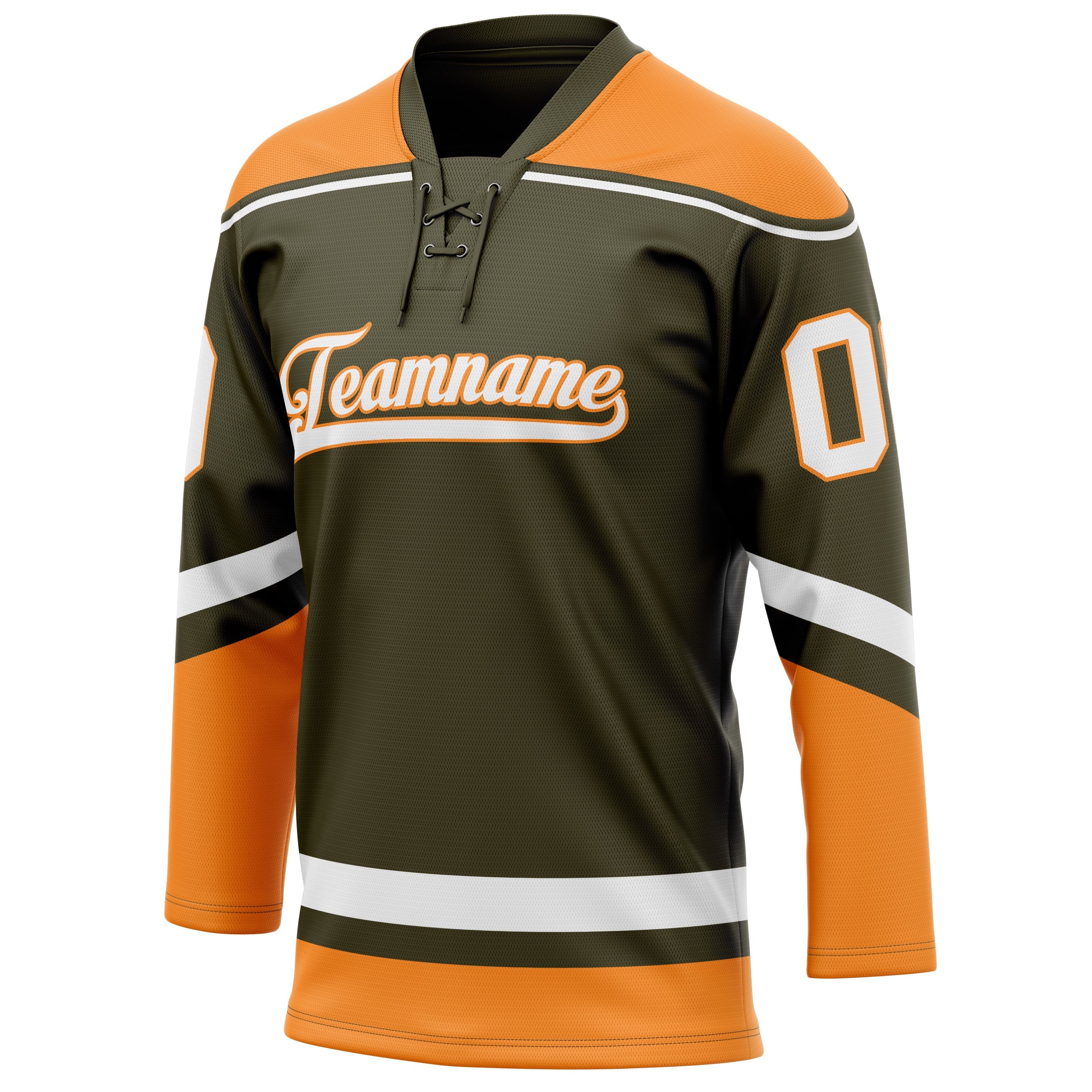 Custom Olive Orange Solid Colour Hockey Jersey