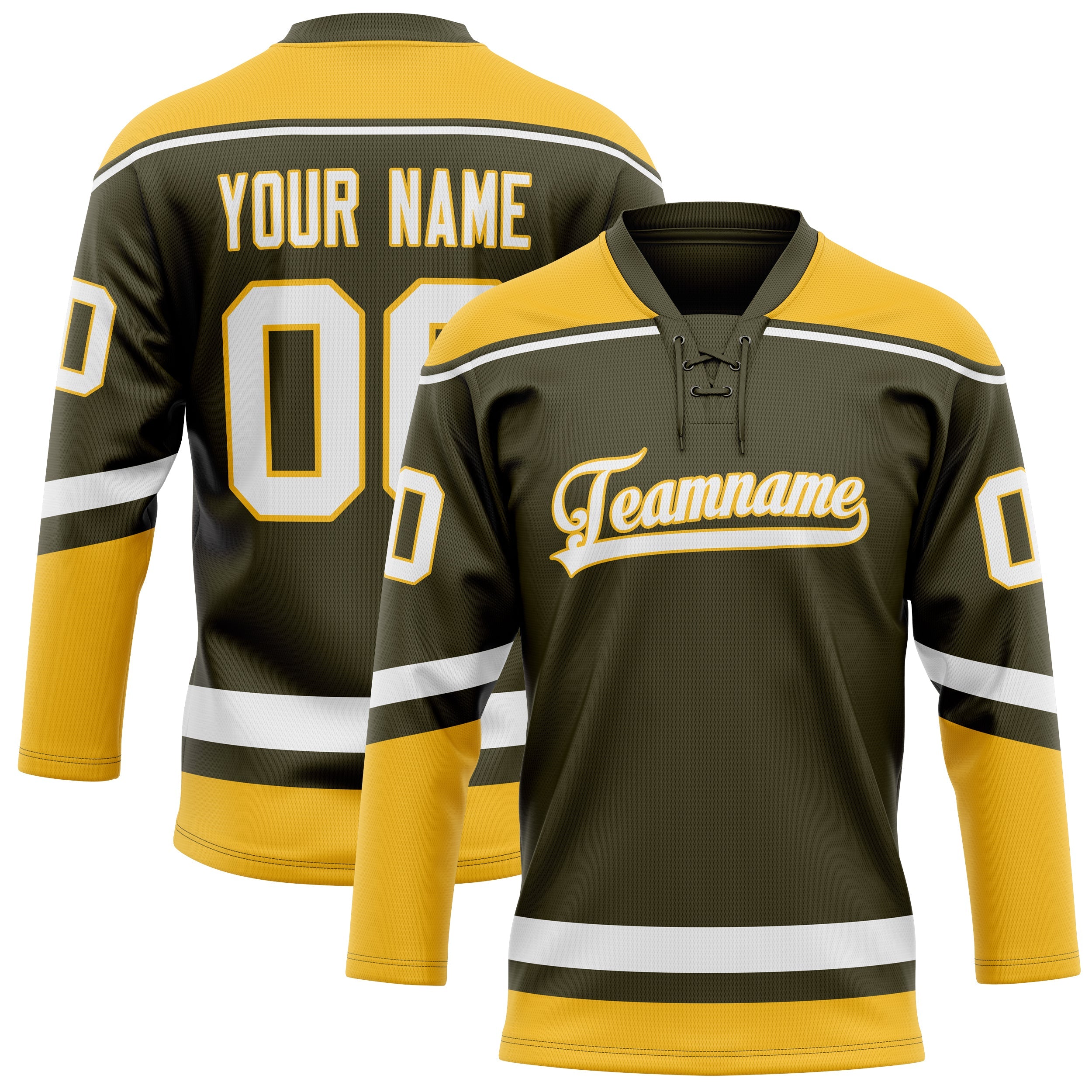 Custom Olive Gold Solid Colour Hockey Jersey