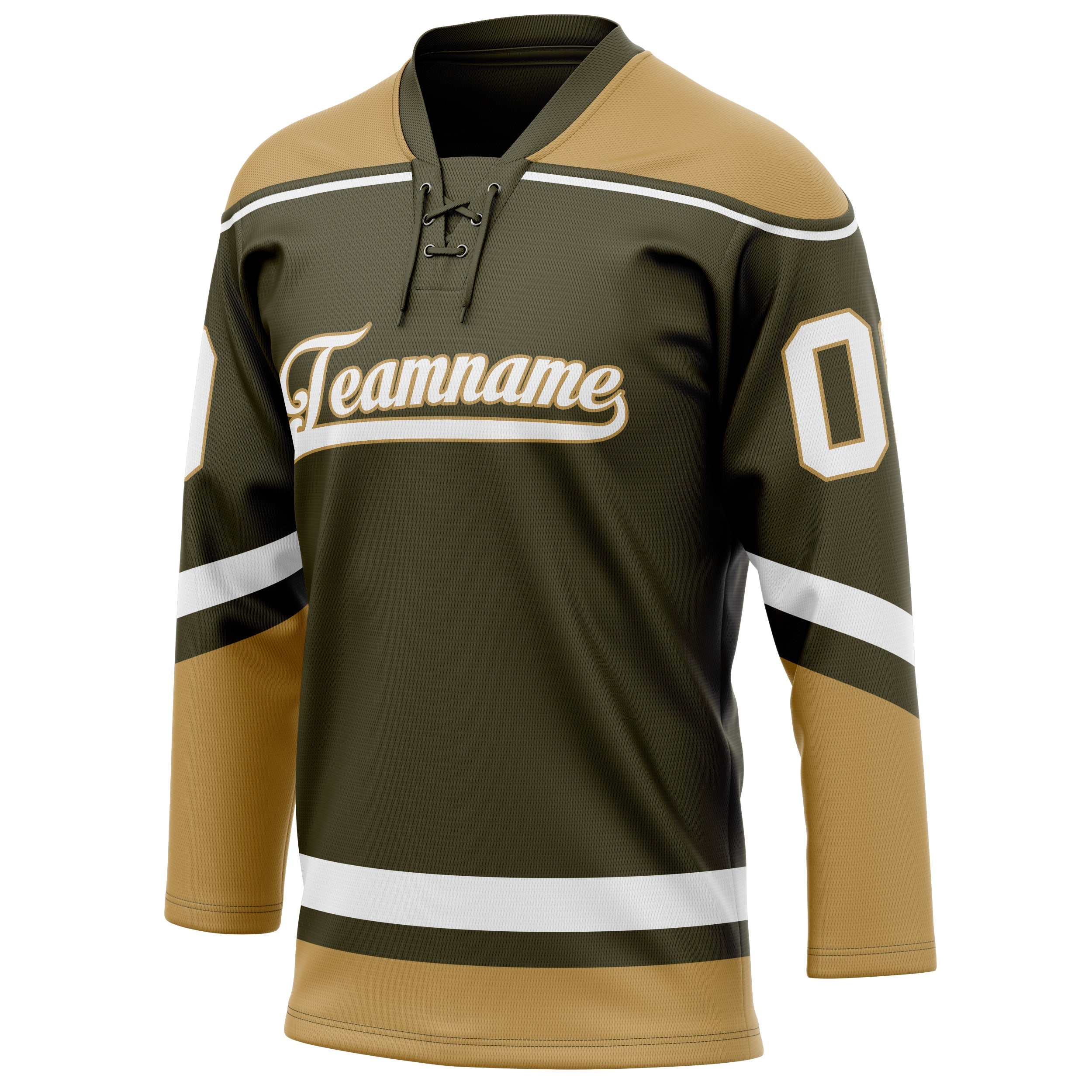 Custom Olive Old Gold Solid Colour Hockey Jersey