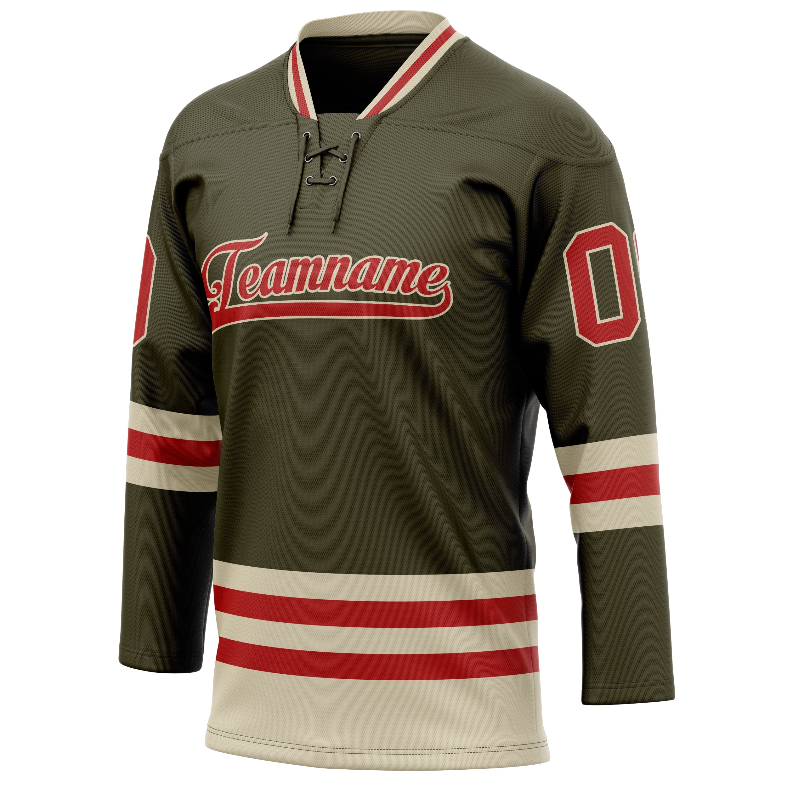Custom Olive Red Solid Colour Hockey Jersey