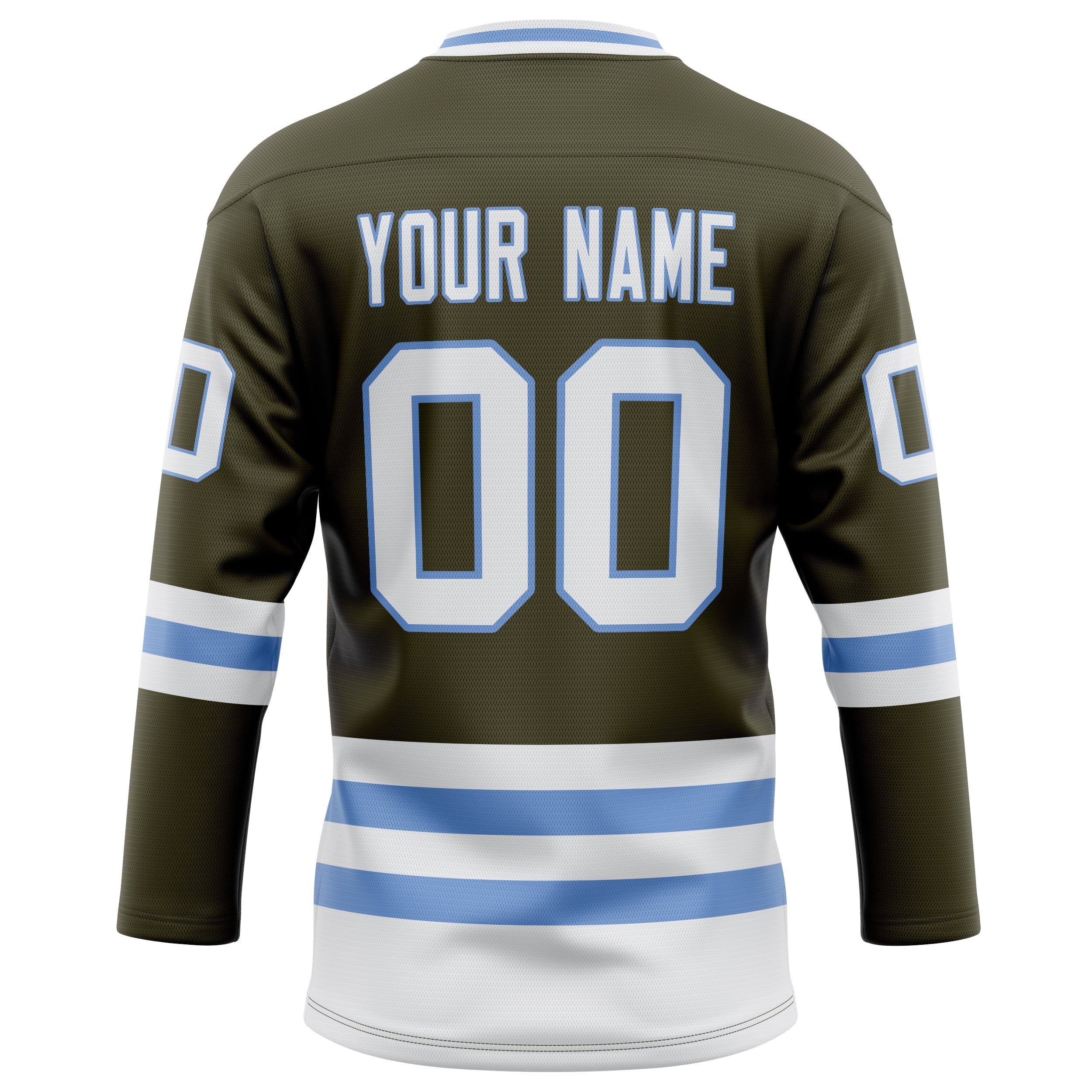 Custom Olive Light Blue Solid Colour Hockey Jersey