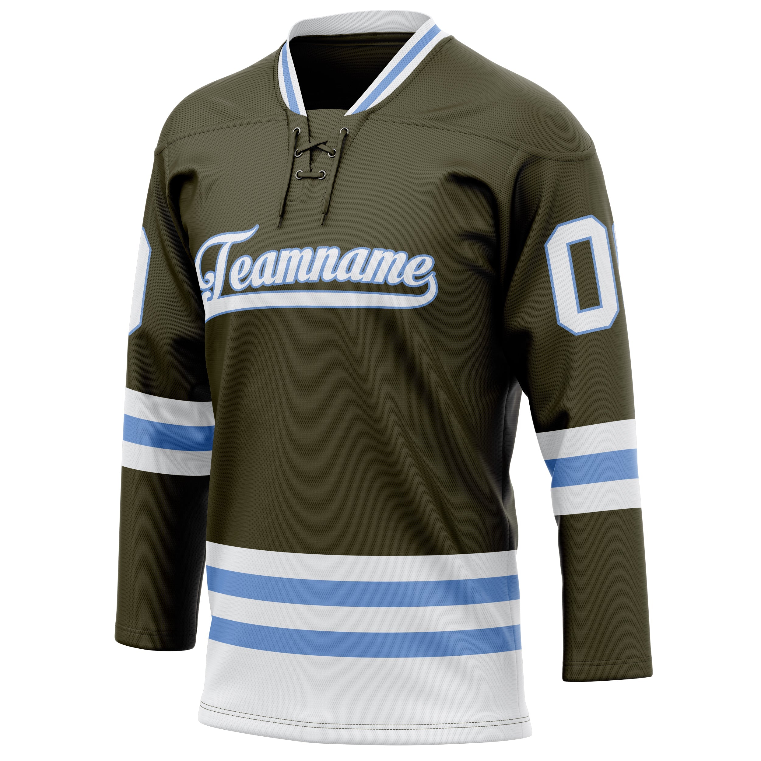 Custom Olive Light Blue Solid Colour Hockey Jersey
