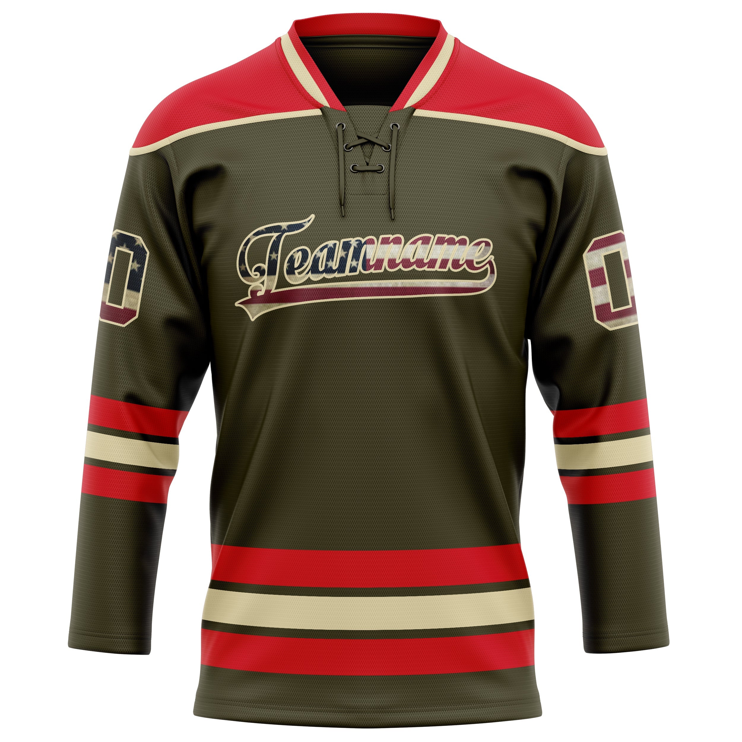 Custom Olive Red Solid Colour Hockey Jersey