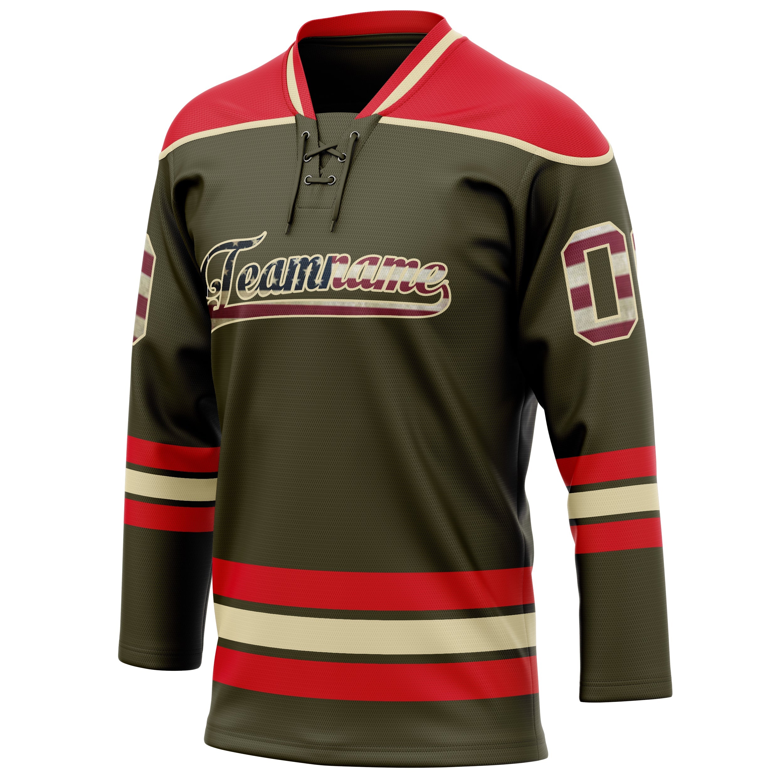 Custom Olive Red Solid Colour Hockey Jersey