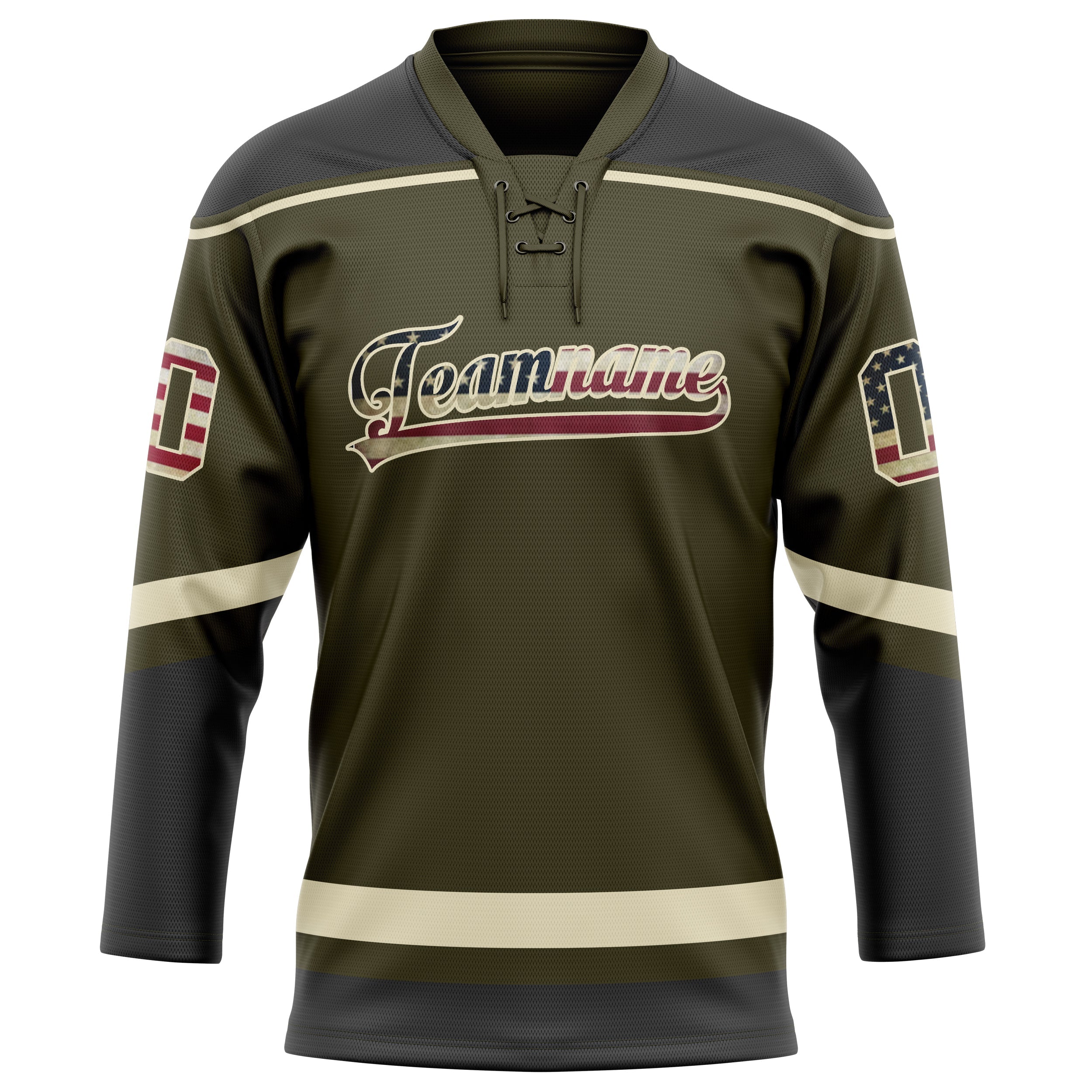 Custom Olive Cream Solid Colour Hockey Jersey